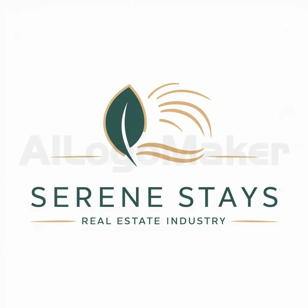 a logo design,with the text "Serene Stays", main symbol:["Leaf","Breeze"],complex,be used in Real Estate industry,clear background