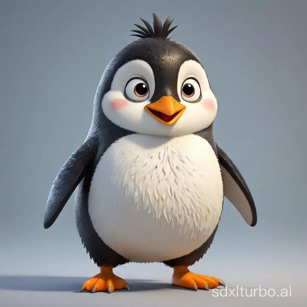 penguin student, game character, stands upright, funny, game character, stands at full height