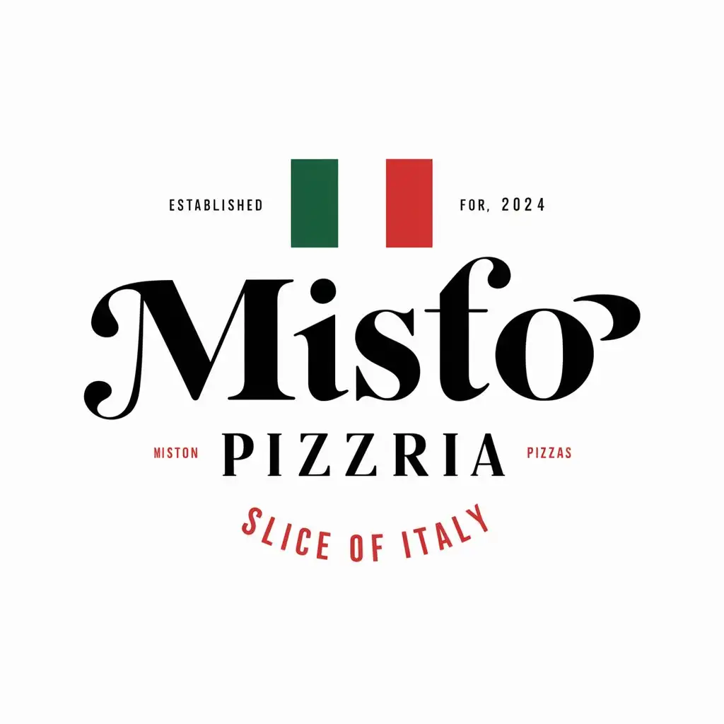 Authentic Italian Pizzeria Typography Slice of Italy Establishment 2024 with Flag Emblem