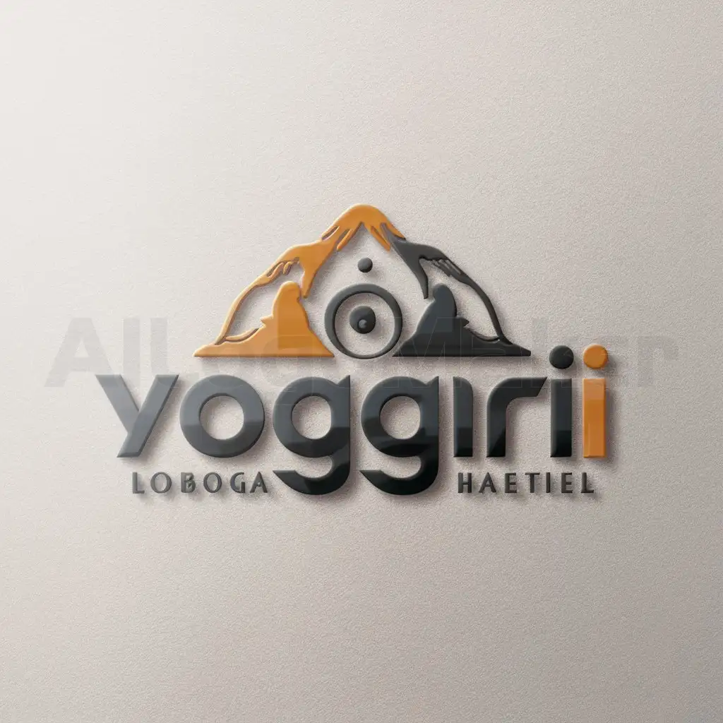 a logo design,with the text 'Yoggiri', main symbol:mountain,meditation and yin yan,Moderate,unique,be used in yoga industry,clear backgroun