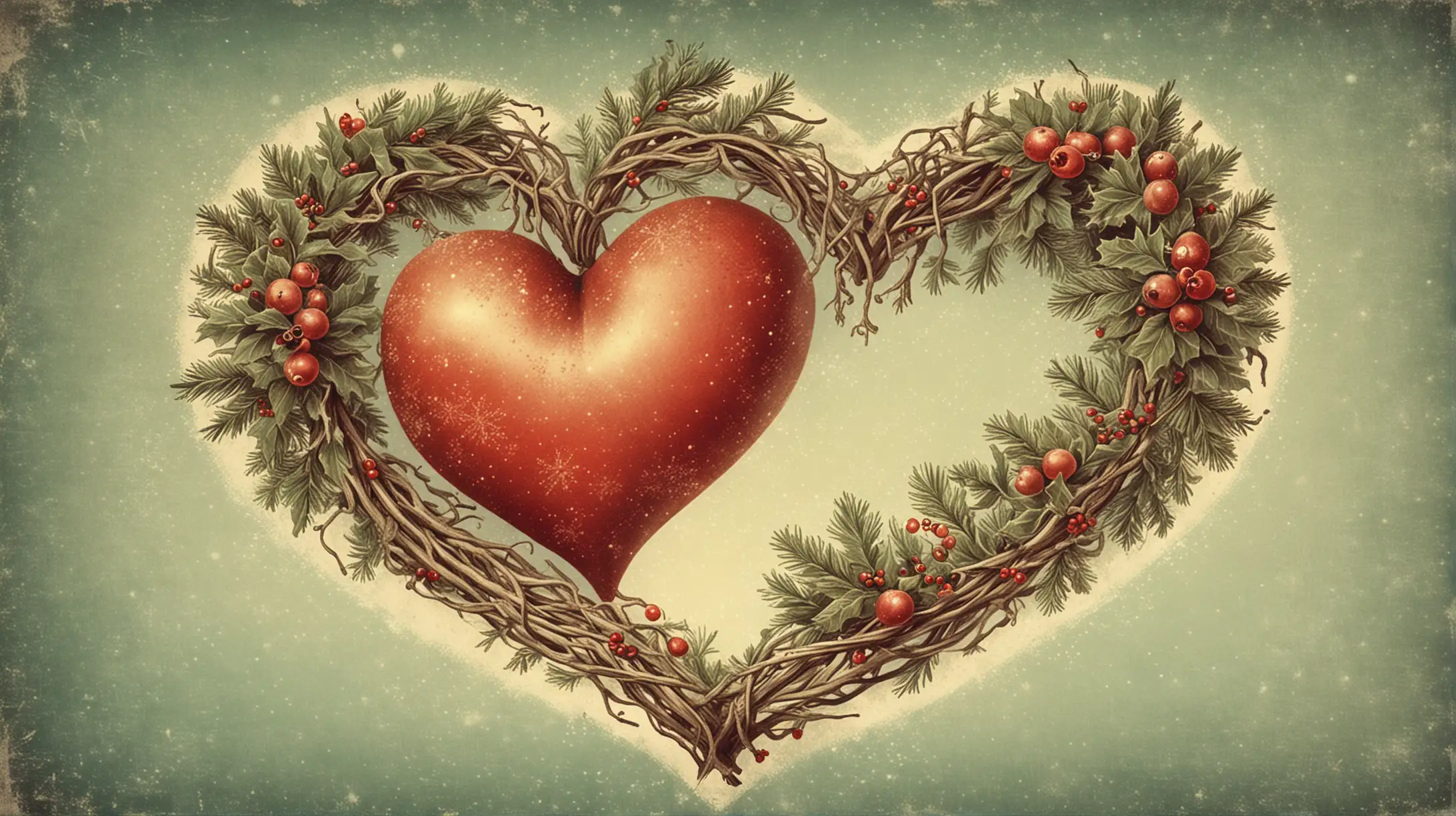 Warm Christmas Winter Heart Vintage Illustration