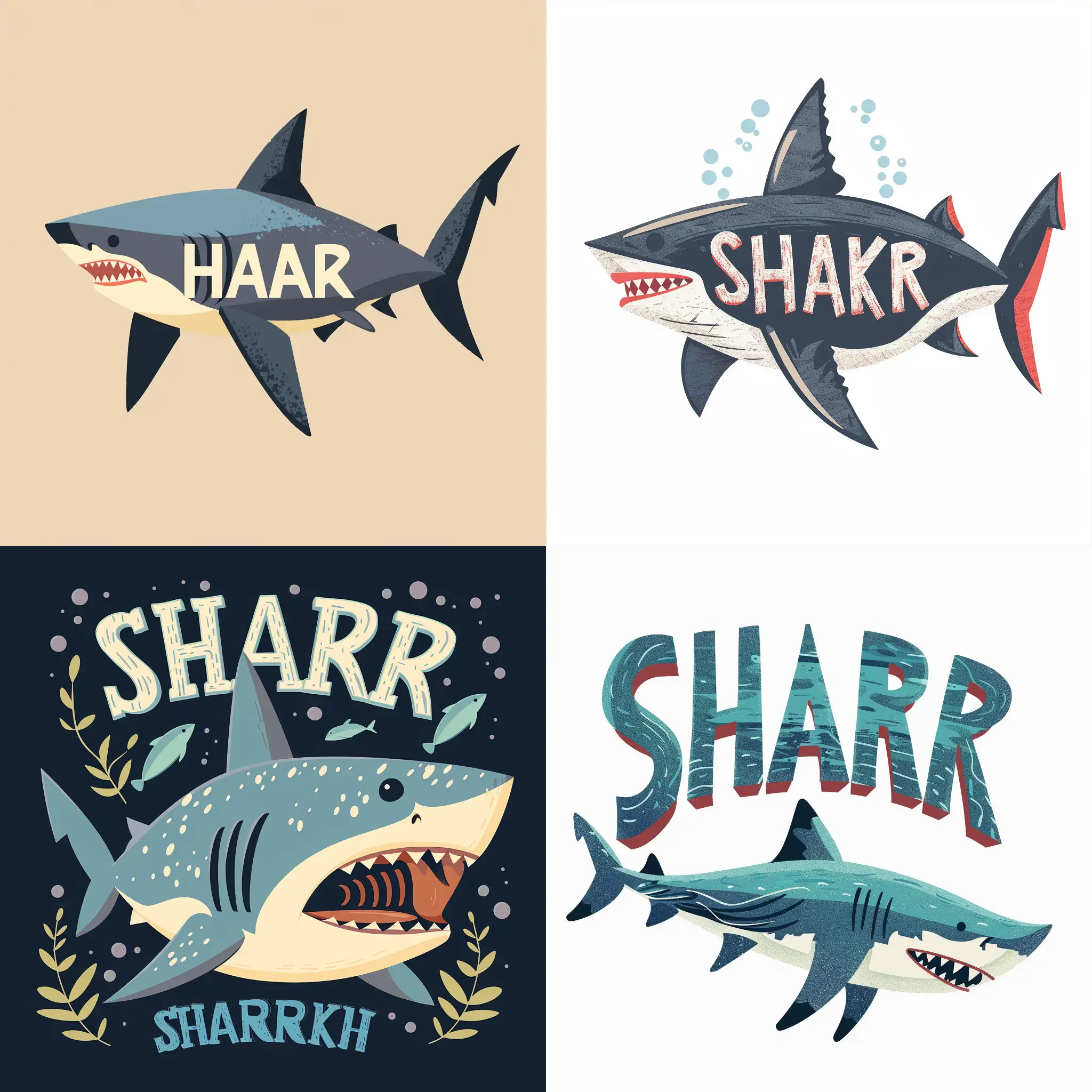 Flat vector design, the inscription "SHARK"in the shape of a shark, word "SHARK", --s 160