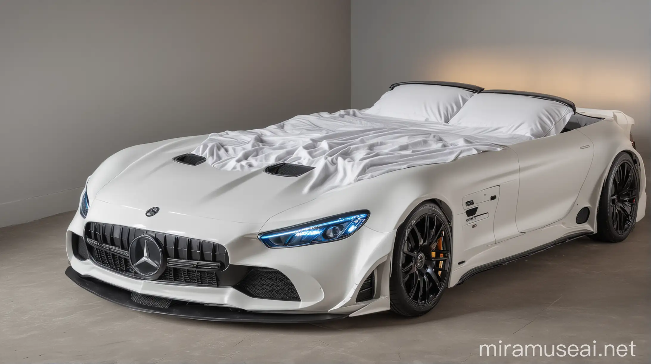 Double bed in the form of a Mercedes-AMG car