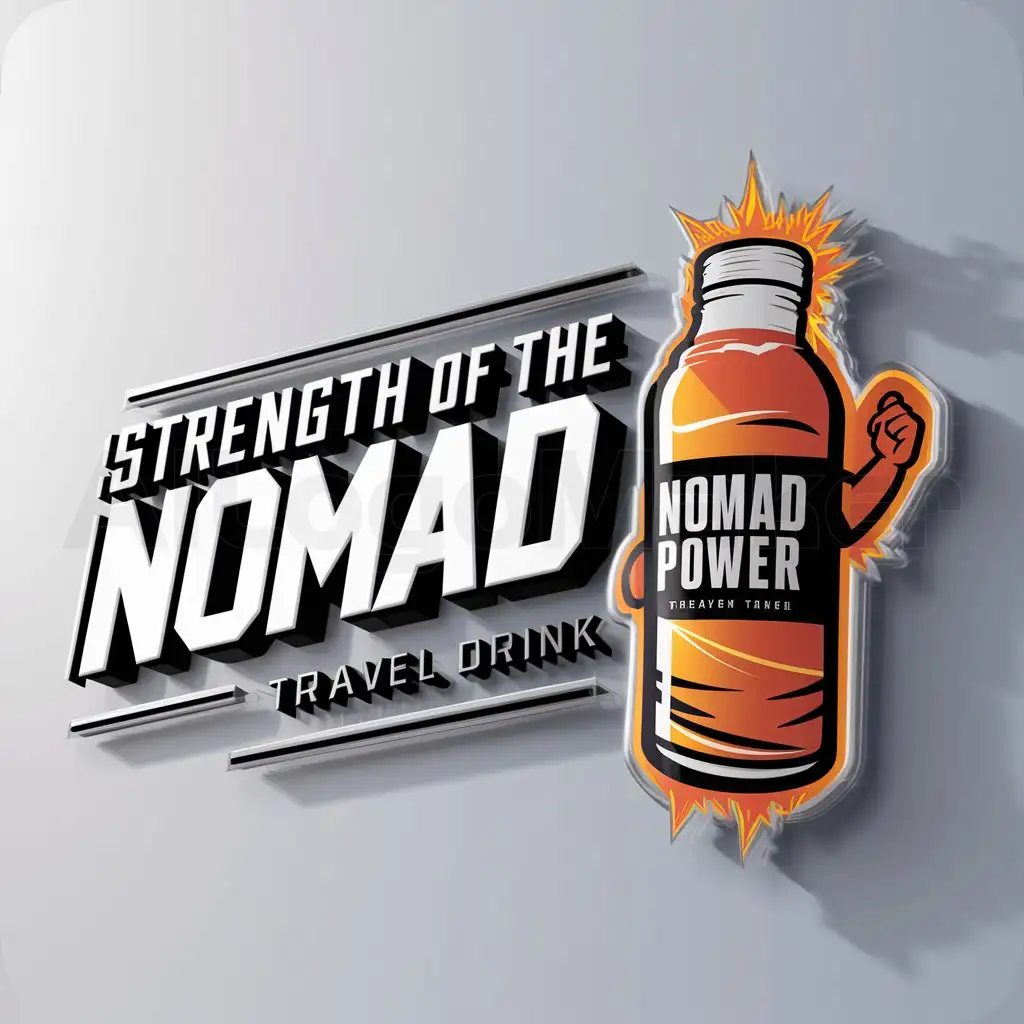 a logo design,with the text "Strength of the nomad", main symbol:energetic drink power nomad,Moderate,be used in Travel industry,clear background