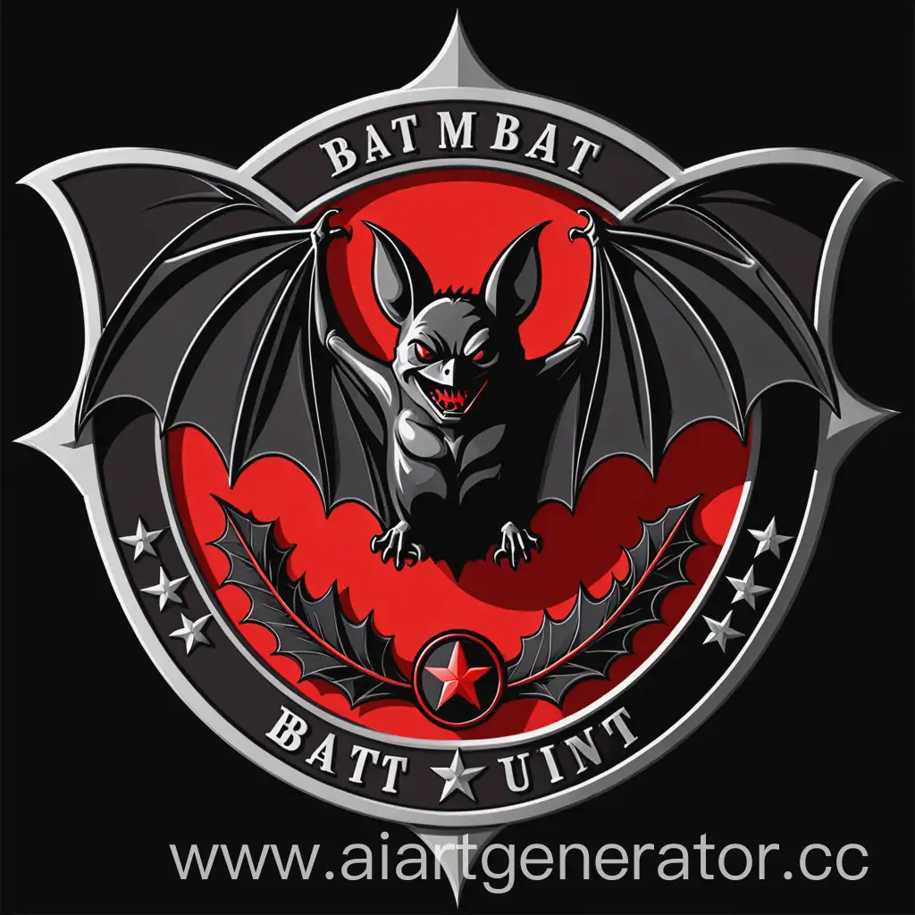 Military-Unit-Emblem-with-Bat-Symbol-in-BlackCrimson-Colors