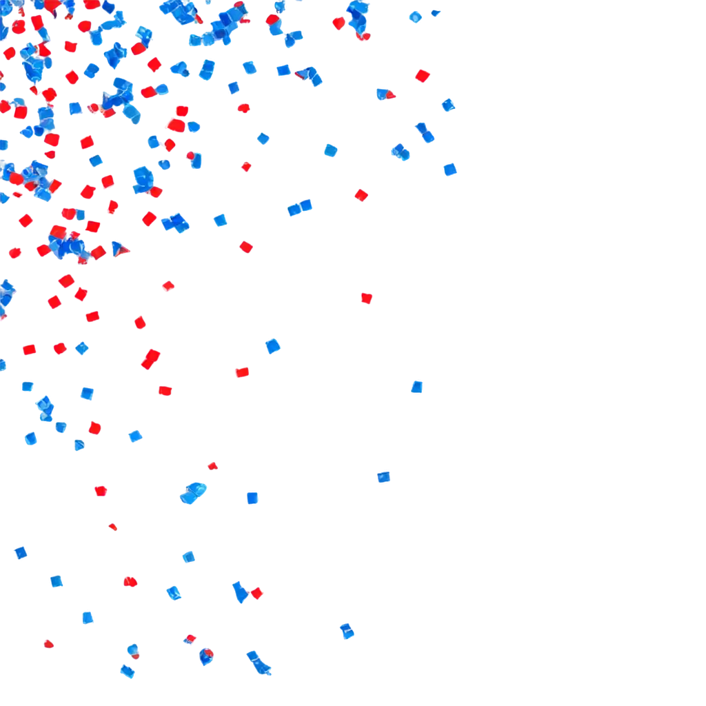 Blue and red confetti