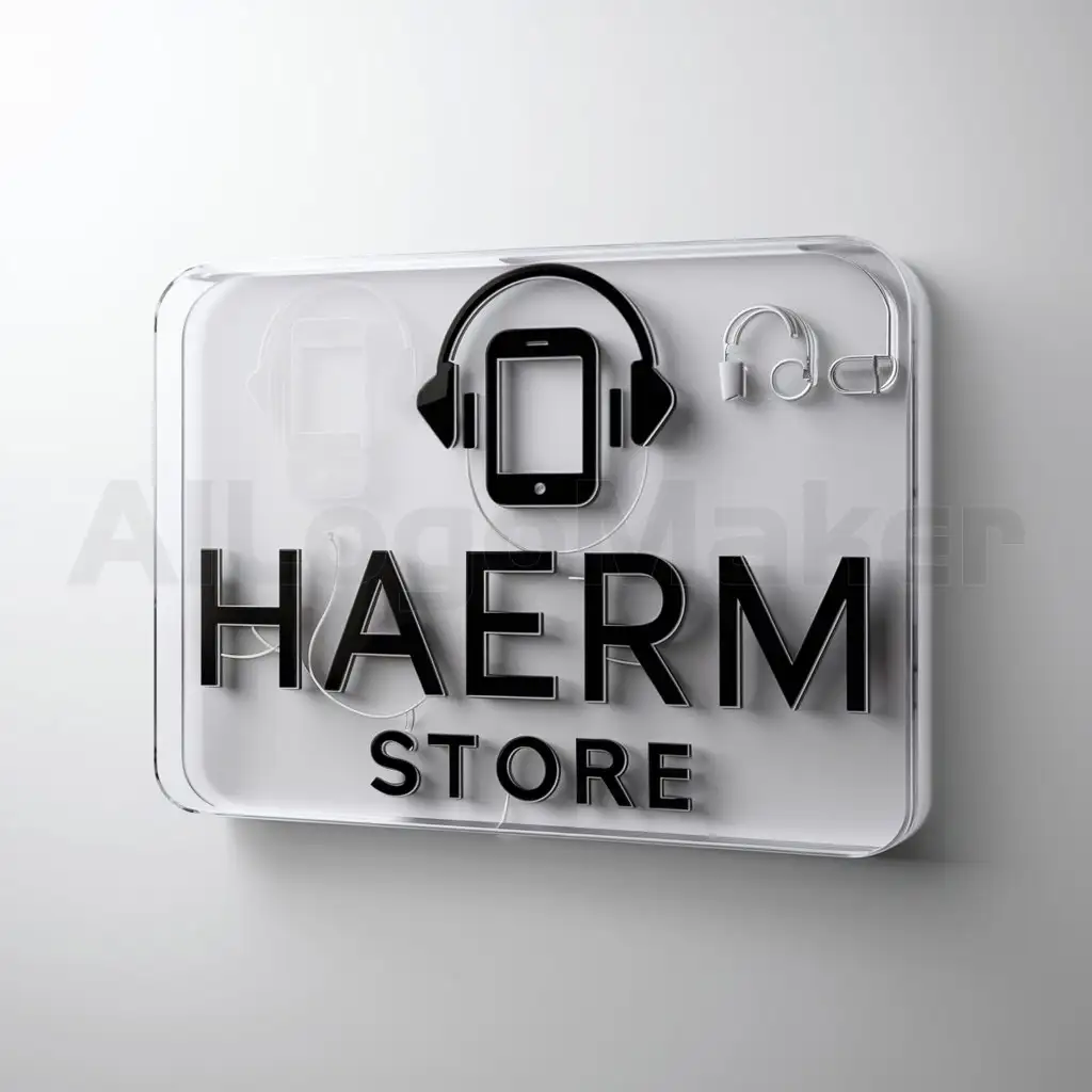 a logo design,with the text "Haerm store", main symbol:Phones store,Minimalistic,be used in Technology industry,clear background