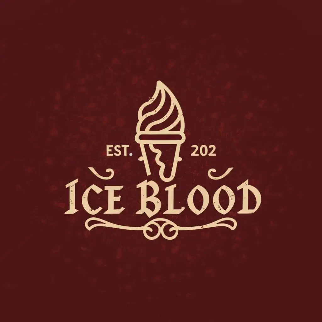 a logo design,with the text "Ice Blood", main symbol:Ice cream,Moderate,be used in Restaurant industry,clear background