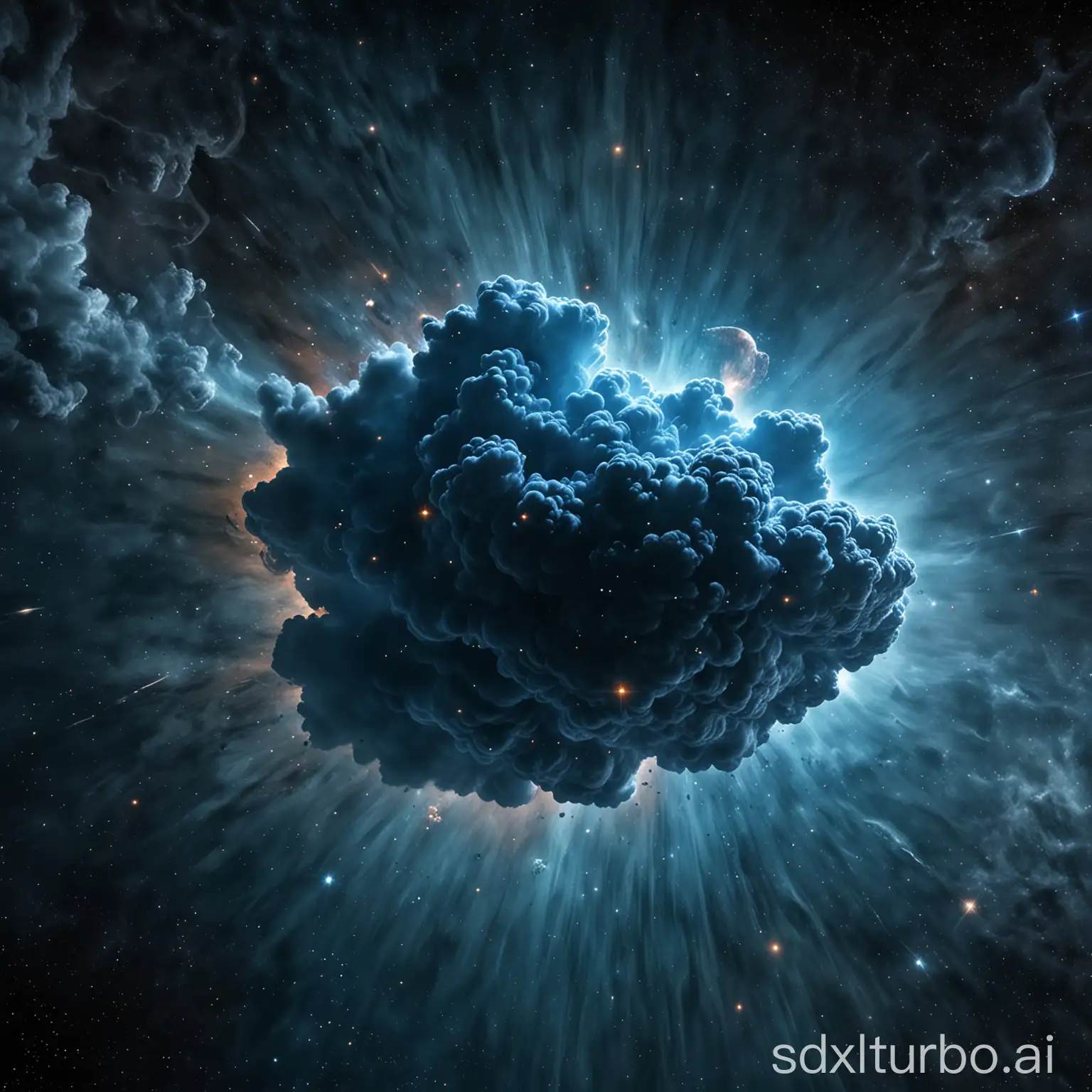 a dark blue cloud nebular in space, tileset, no background negativ promt: out of focus, depth of field, lens blur