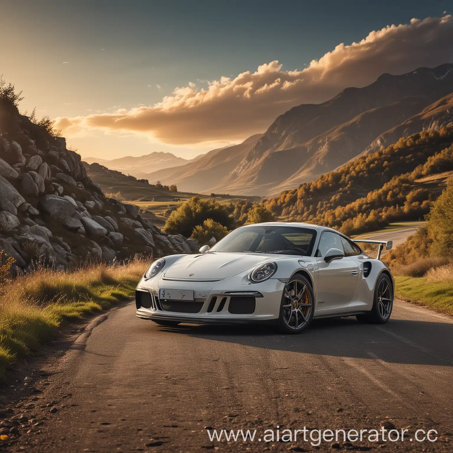 Luxury-Sports-Car-Porsche-911-GT-on-Scenic-Background
