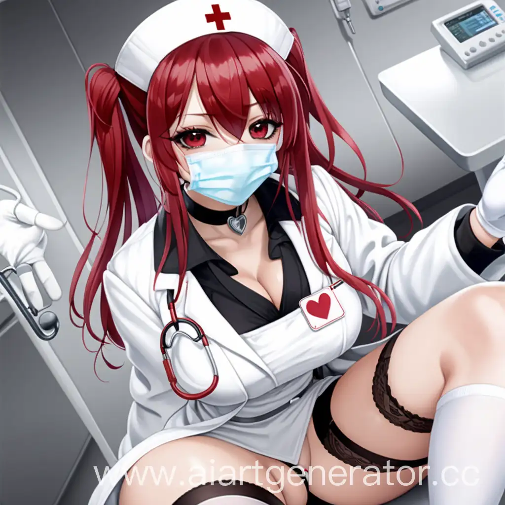 Anime-Nurse-with-Red-Hair-and-Medical-Mask