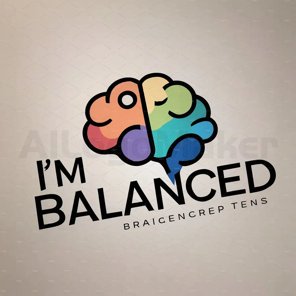 a logo design,with the text "Im balanced", main symbol:Human brain with fun colour combinations,Moderate,clear background