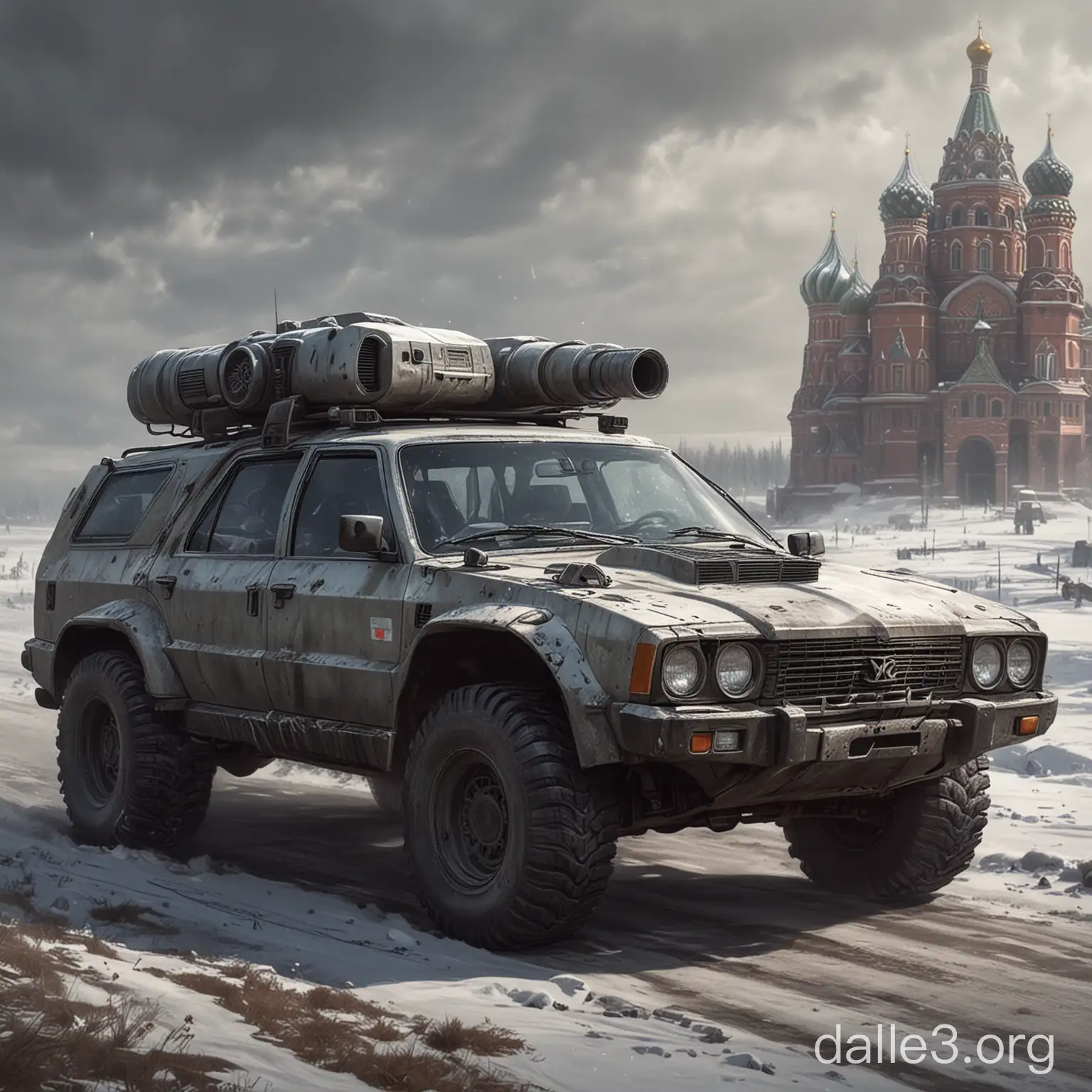 draw a typical car in russia, SciFi style