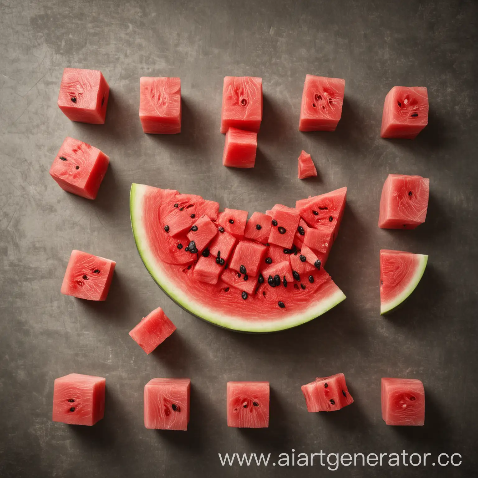 Freshly-Cut-Watermelon-Cubes-on-Display