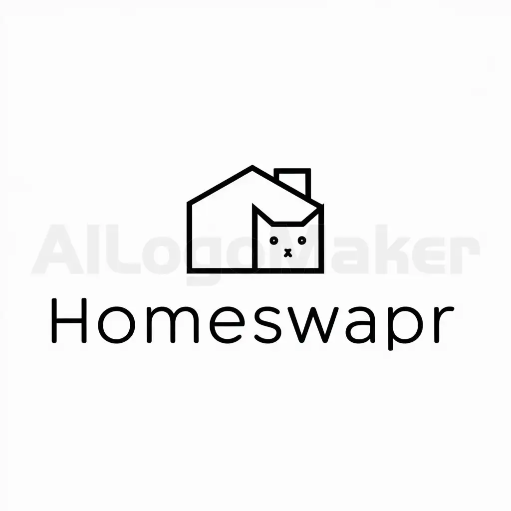 a logo design,with the text "HomeSwapr", main symbol:House and cat,Minimalistic,be used in Real Estate industry,clear background