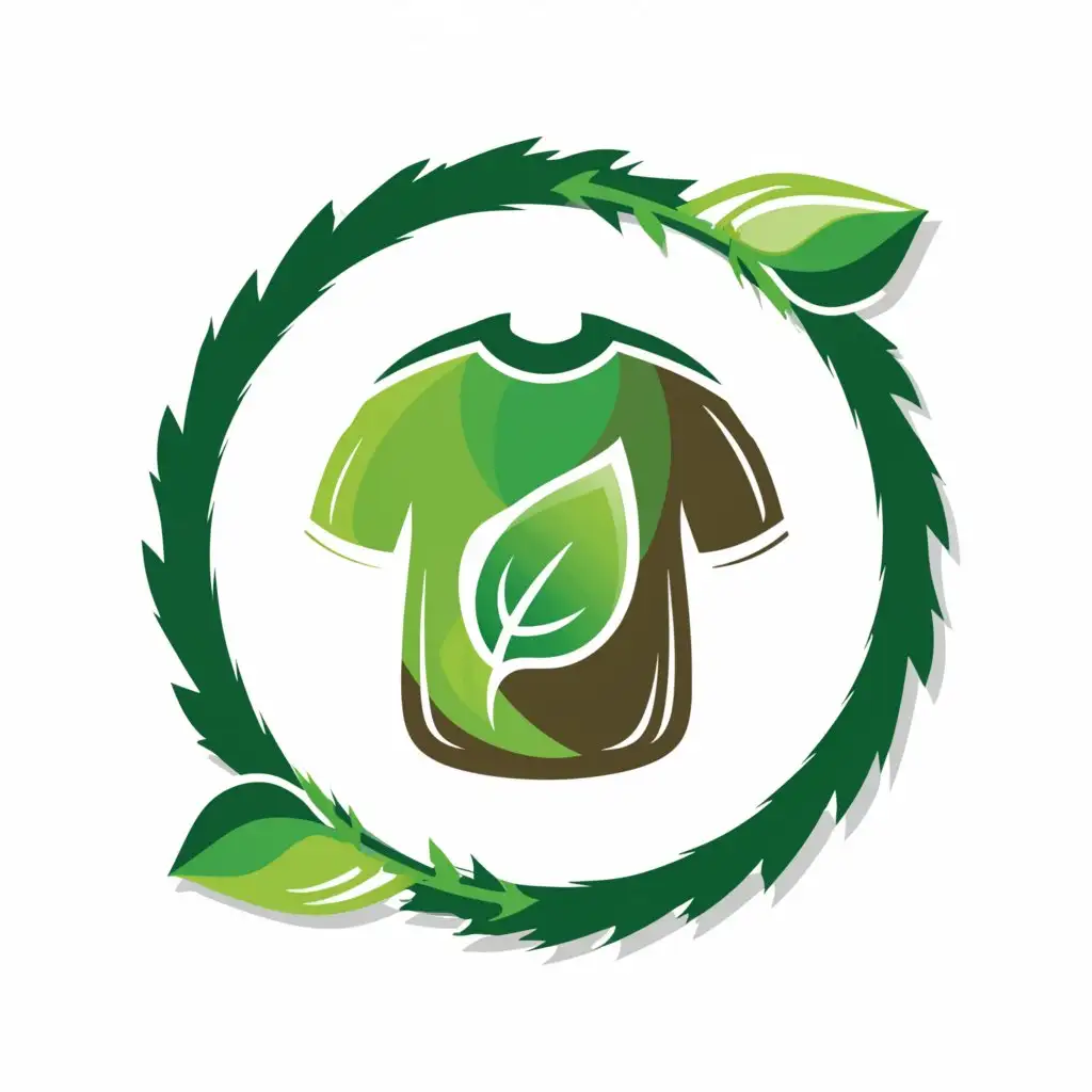 a logo design,with the text "Clothing", main symbol:A green T-shirt with a leaf in the middle surrounded by a green circle,Minimalistic,be used in Nonprofit industry,clear background