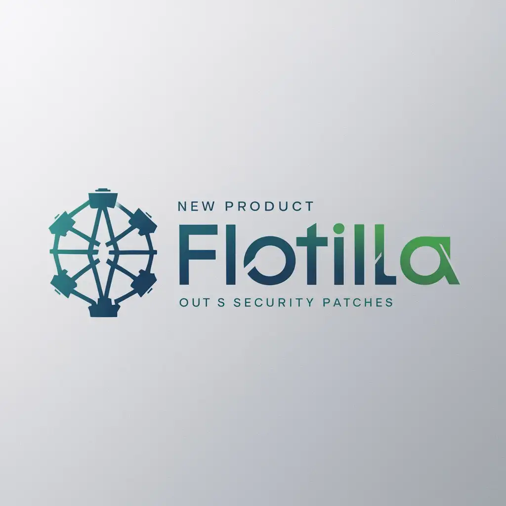 a logo design,with the text "Flotilla", main symbol:a logo design (and we would like some matching web design) for a new product we are launching. The product is called Flotilla and it is an affordable tool to help IT managers schedule and install security patches on an estate of computers to ensure compliance with security standards, industry regulations or cyber insurance expectations.,Moderate,be used in Technology industry,clear background