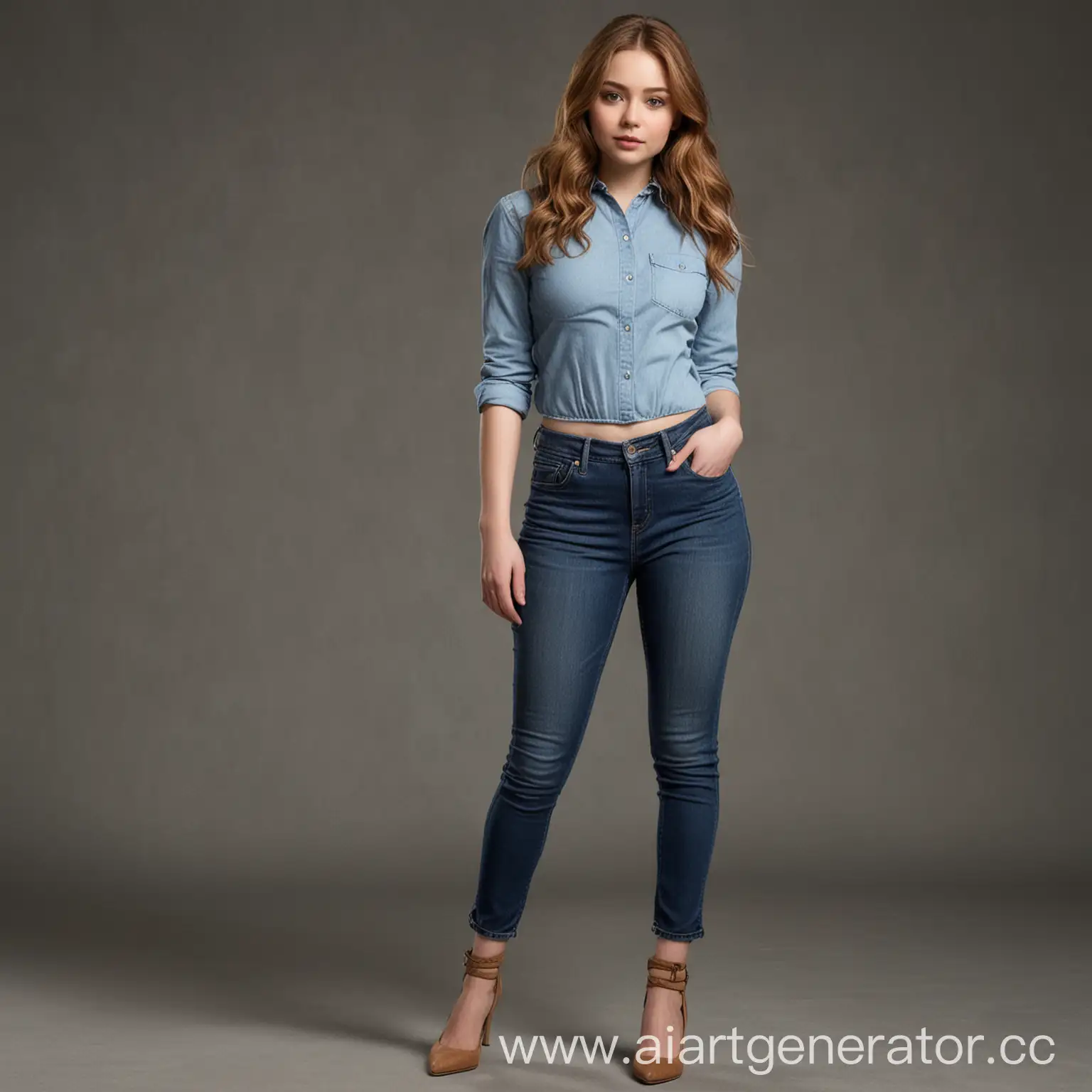Elegant-28YearOld-Woman-with-Chestnut-Hair-in-Fitted-Jeans