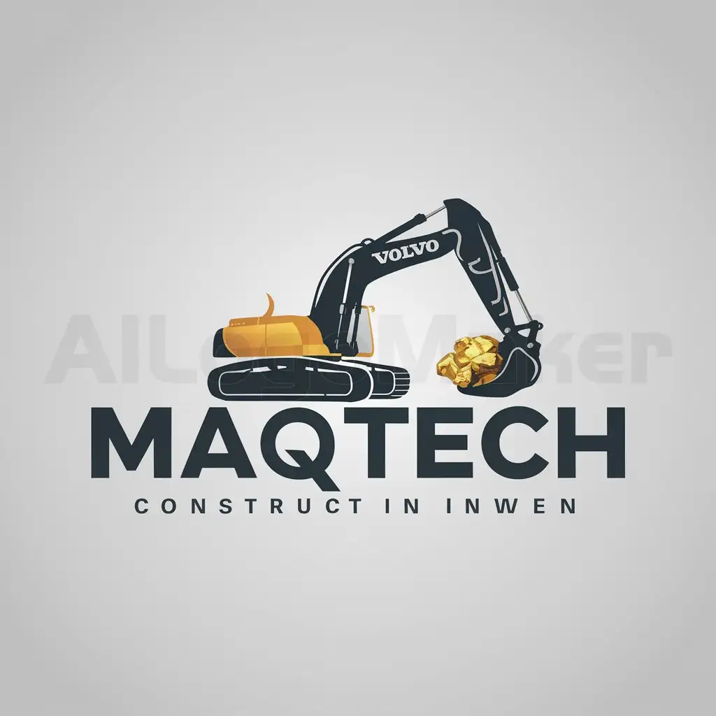 LOGO-Design-For-MAQTECH-Bold-Text-with-Volvo-Excavator-Symbol-for-Construction-Industry