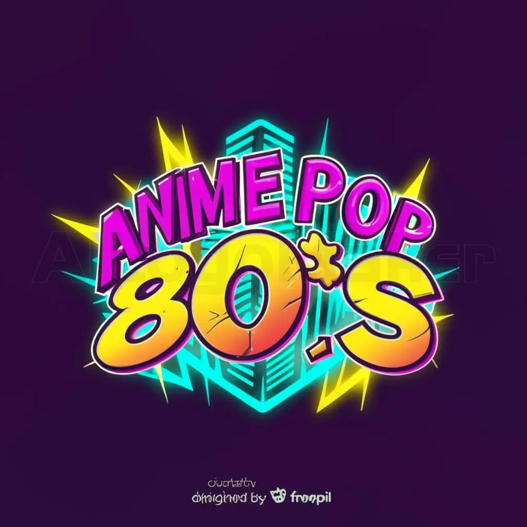LOGO-Design-For-Anime-Pop-80s-Vibrant-Retro-Vibes-with-Iconic-Pop-Culture-Symbolism