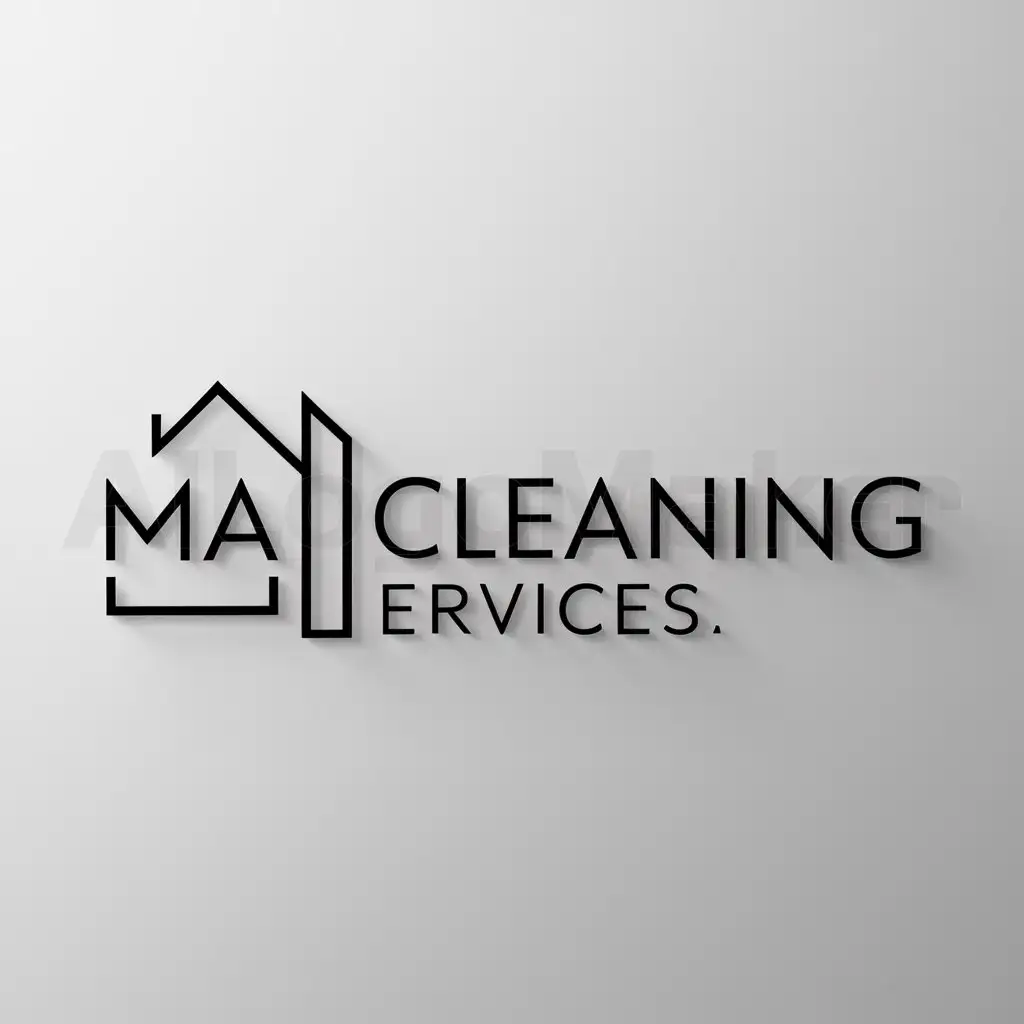 LOGO-Design-For-MA-Cleaning-Services-Minimalistic-Clan-House-Symbol-on-Clear-Background
