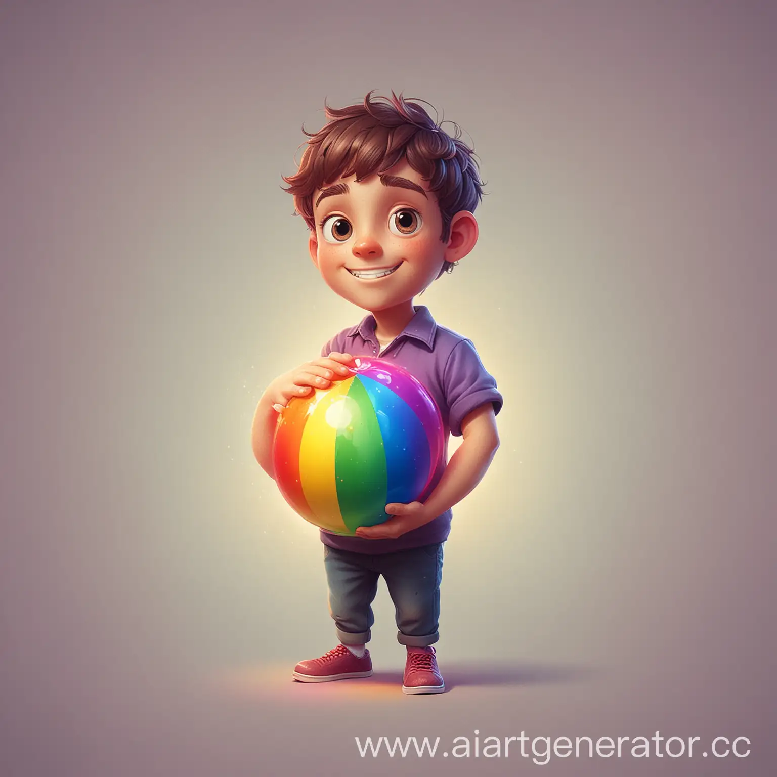 Иллюстрация: Персонаж, который удерживает ярко разноцветный шарик, символизирующий доброту