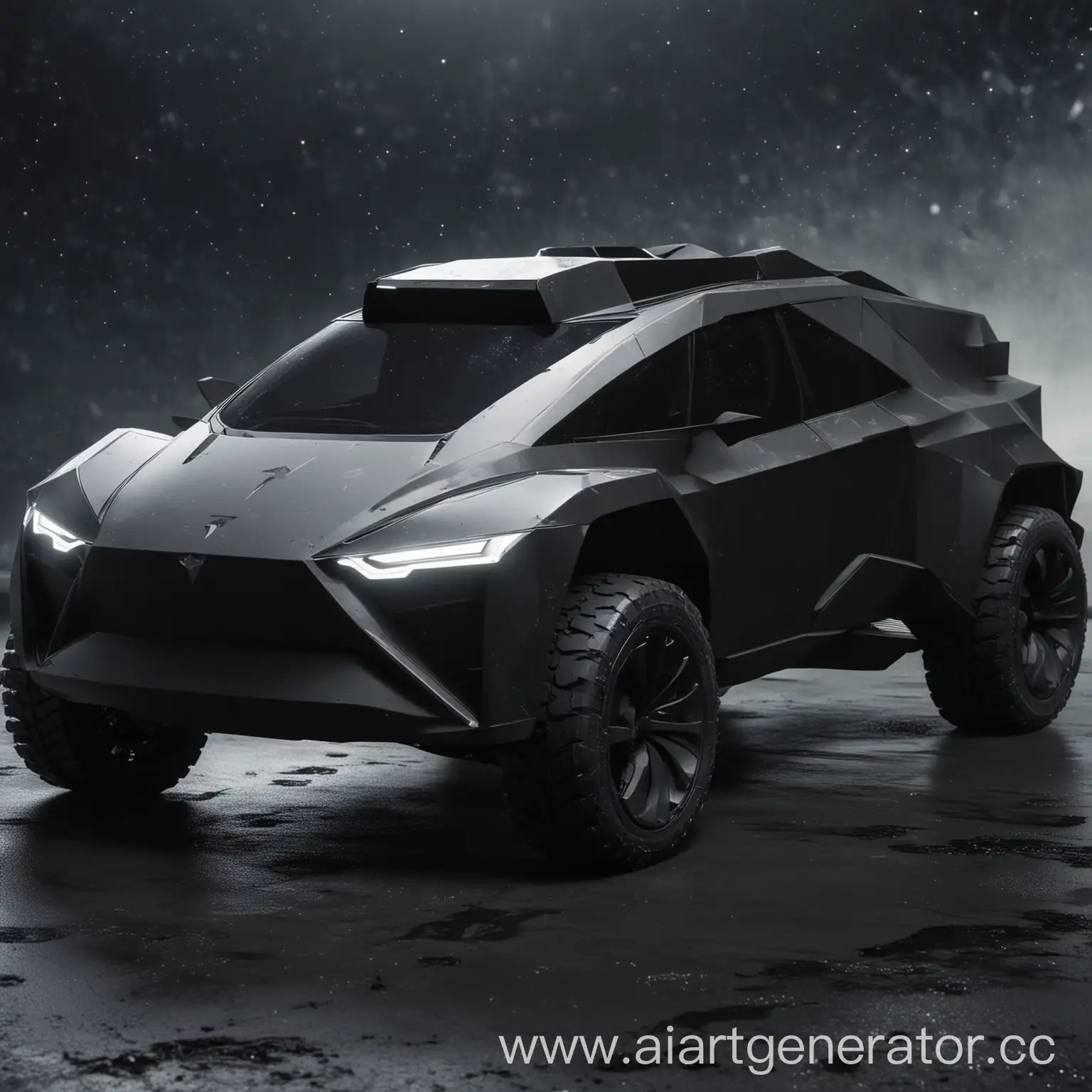 Futuristic-Batman-Driving-Tesla-Cybertruck-in-Space