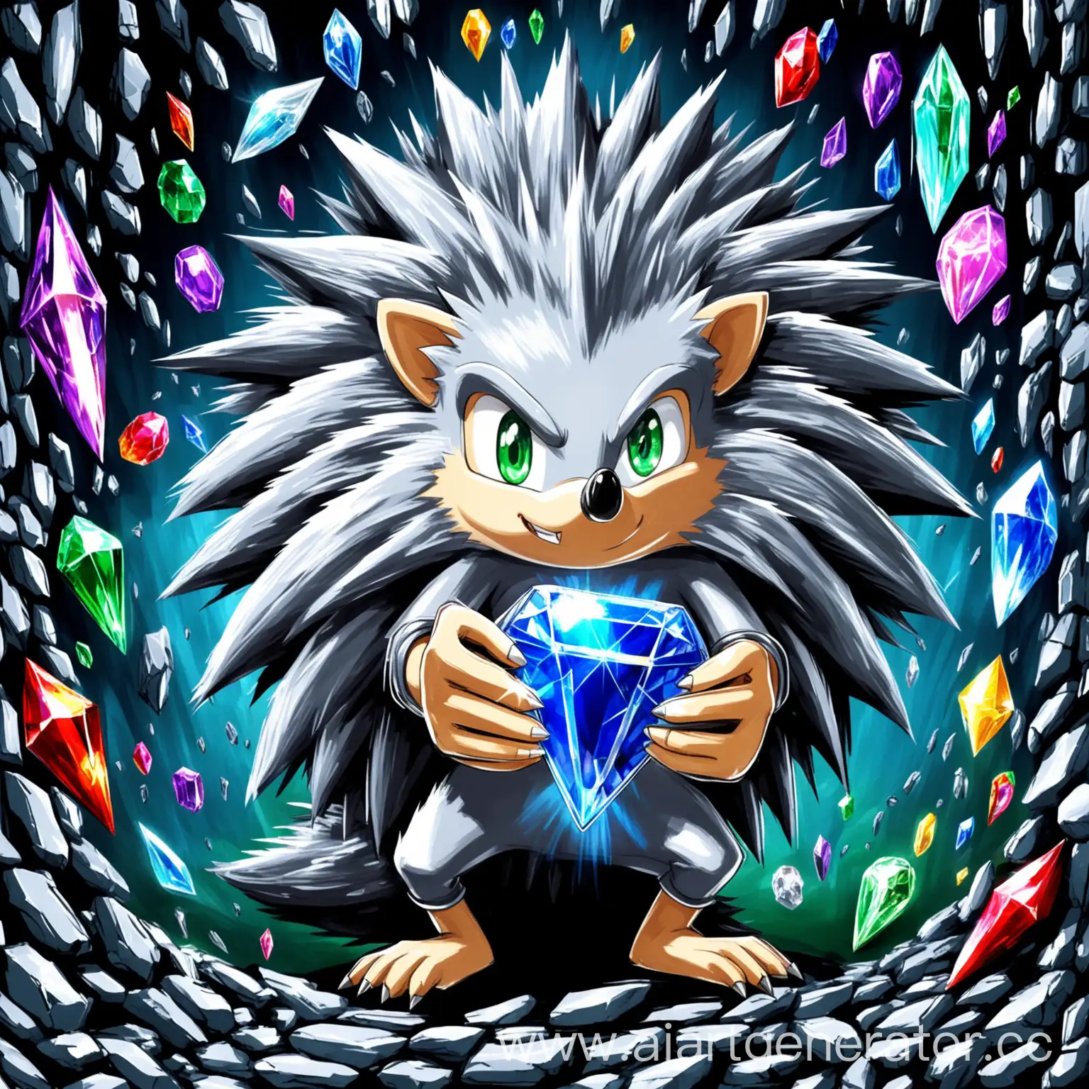 silver the hedhehog holds out the Chaos Emerald