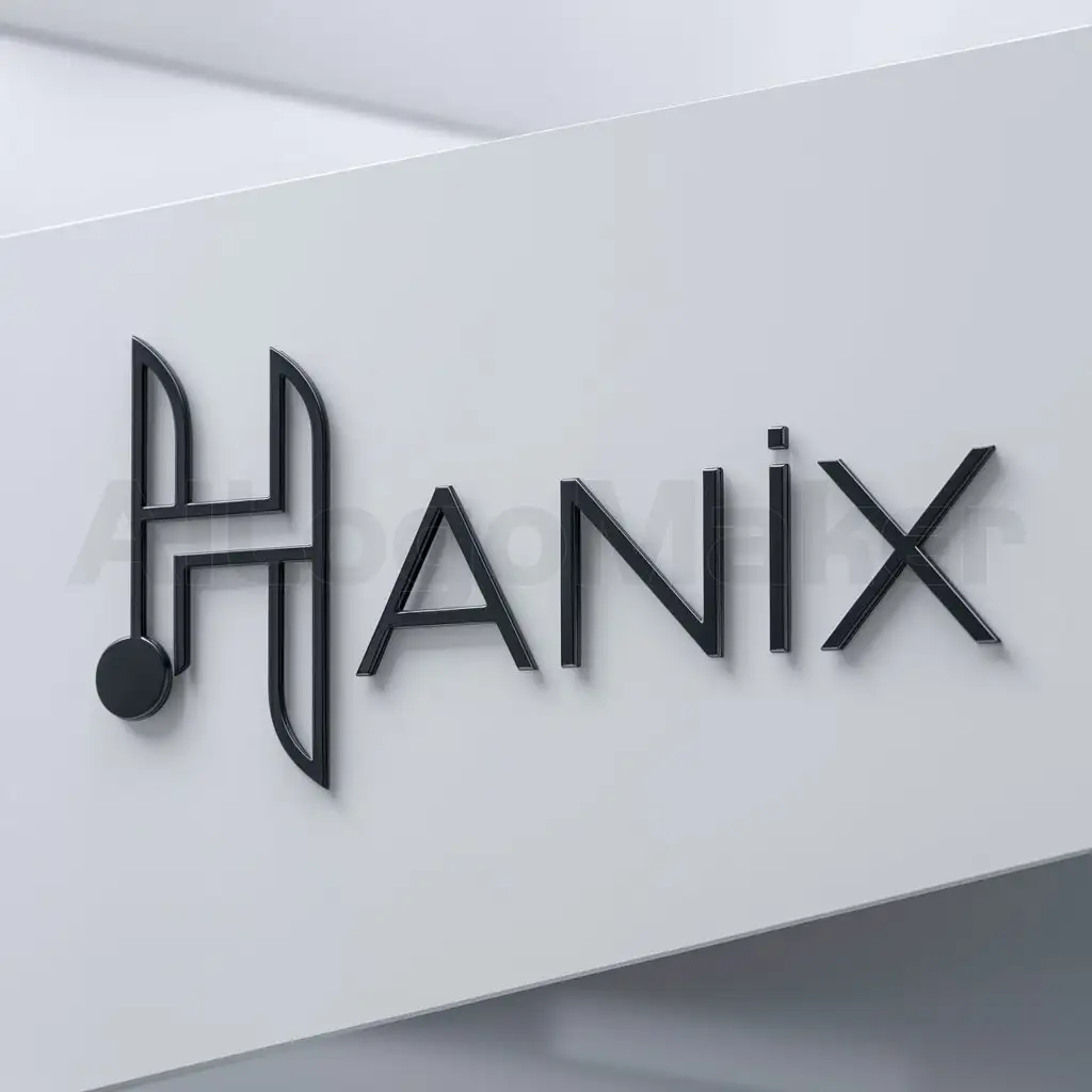 a logo design,with the text "Hanix", main symbol:H,Minimalistic,be used in Musix industry,clear background