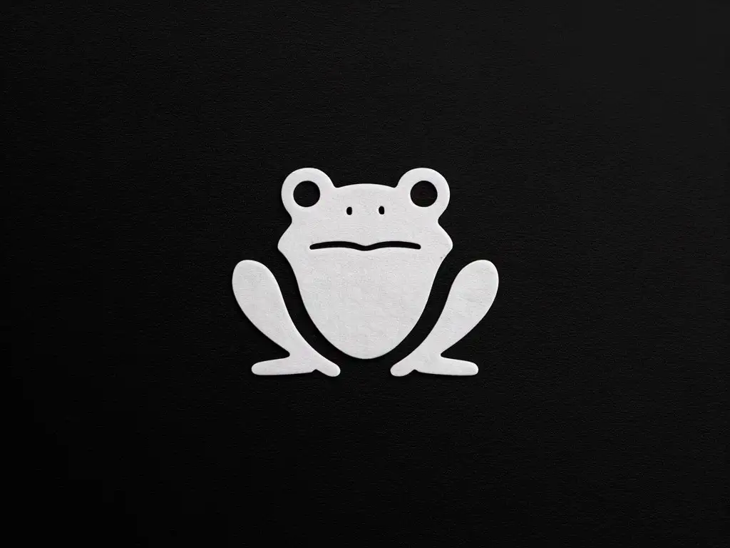 Минималистичная, белая иконка жабы, на черном фоне
