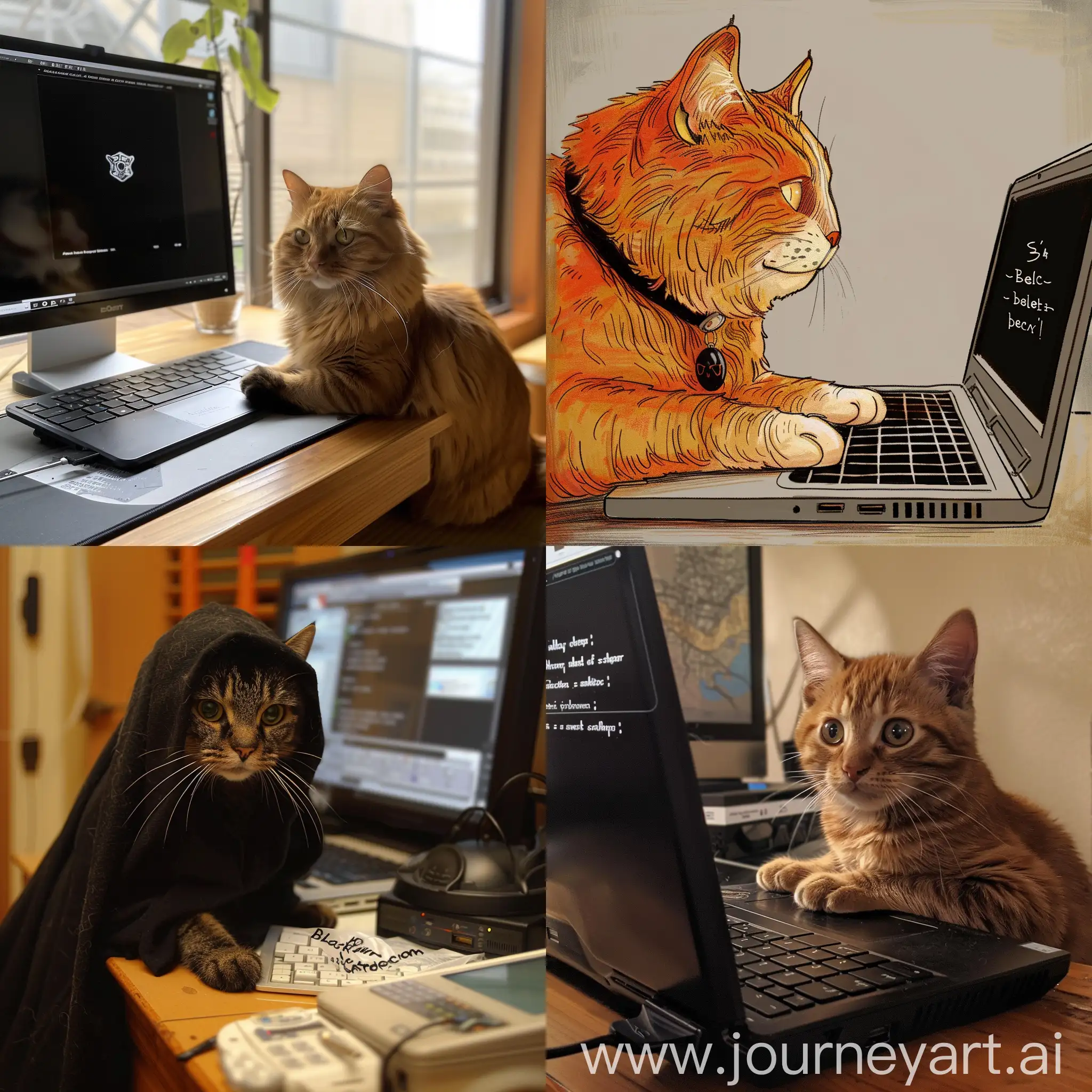 make a cat at the computer and black death will be written on his laptop