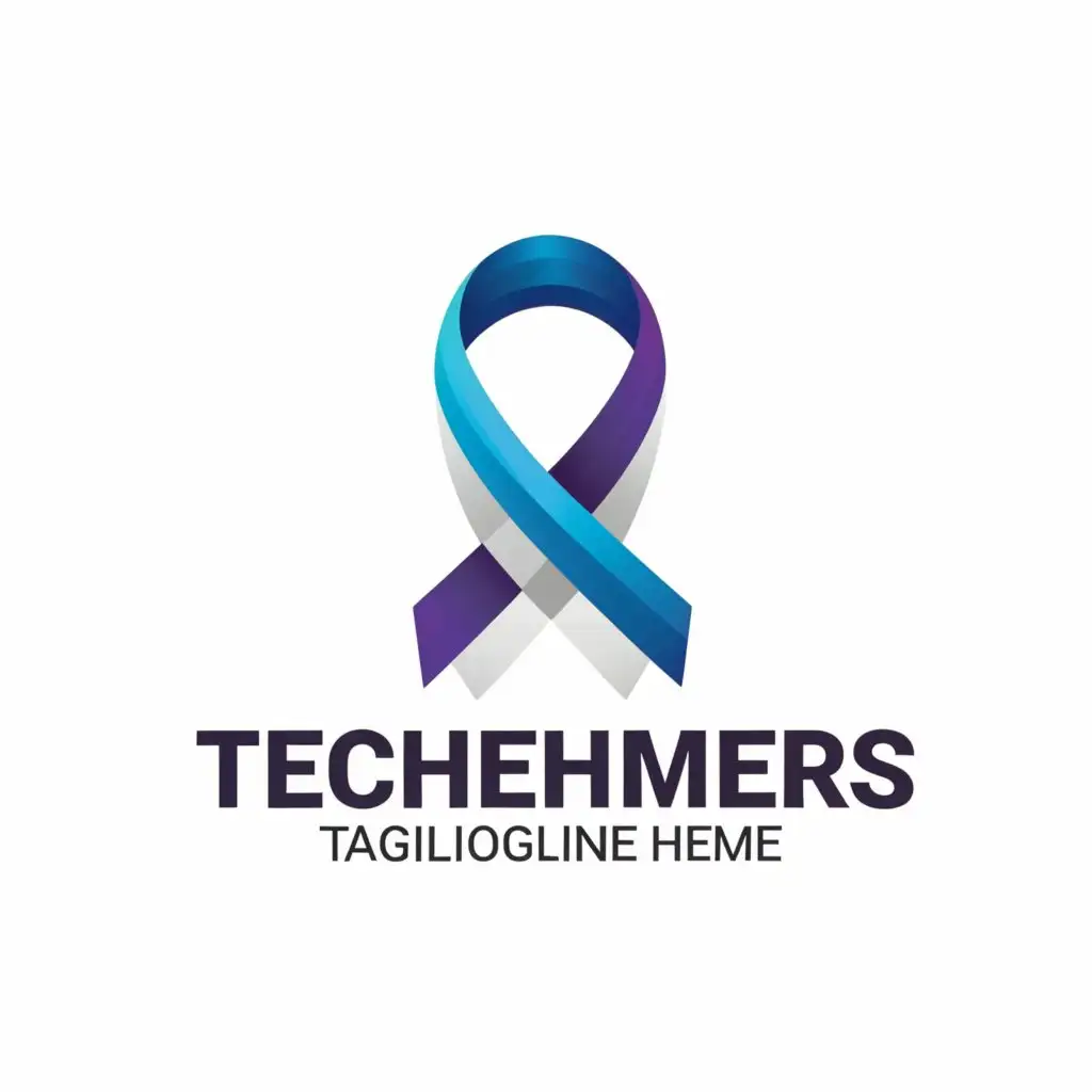 a logo design, with the text 'Techeimer', main symbol:alzheimer, maincolor:purple, ribbon, Moderate, for use in the Medical Dental industry, with clear background