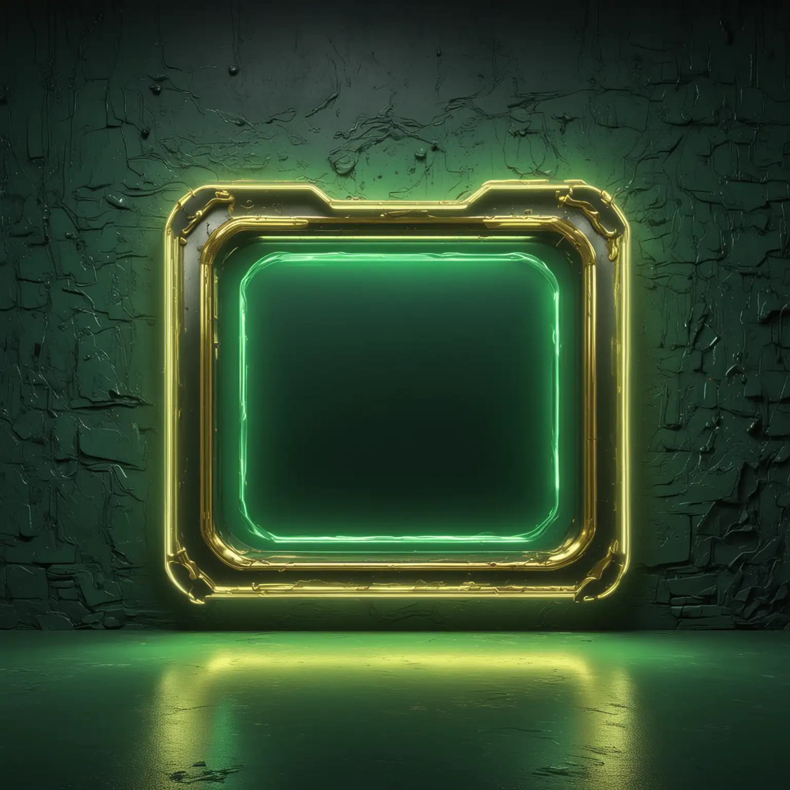 Emerald Green Neon Light Background with Gold Metal Accents Cinematic Lighting Art