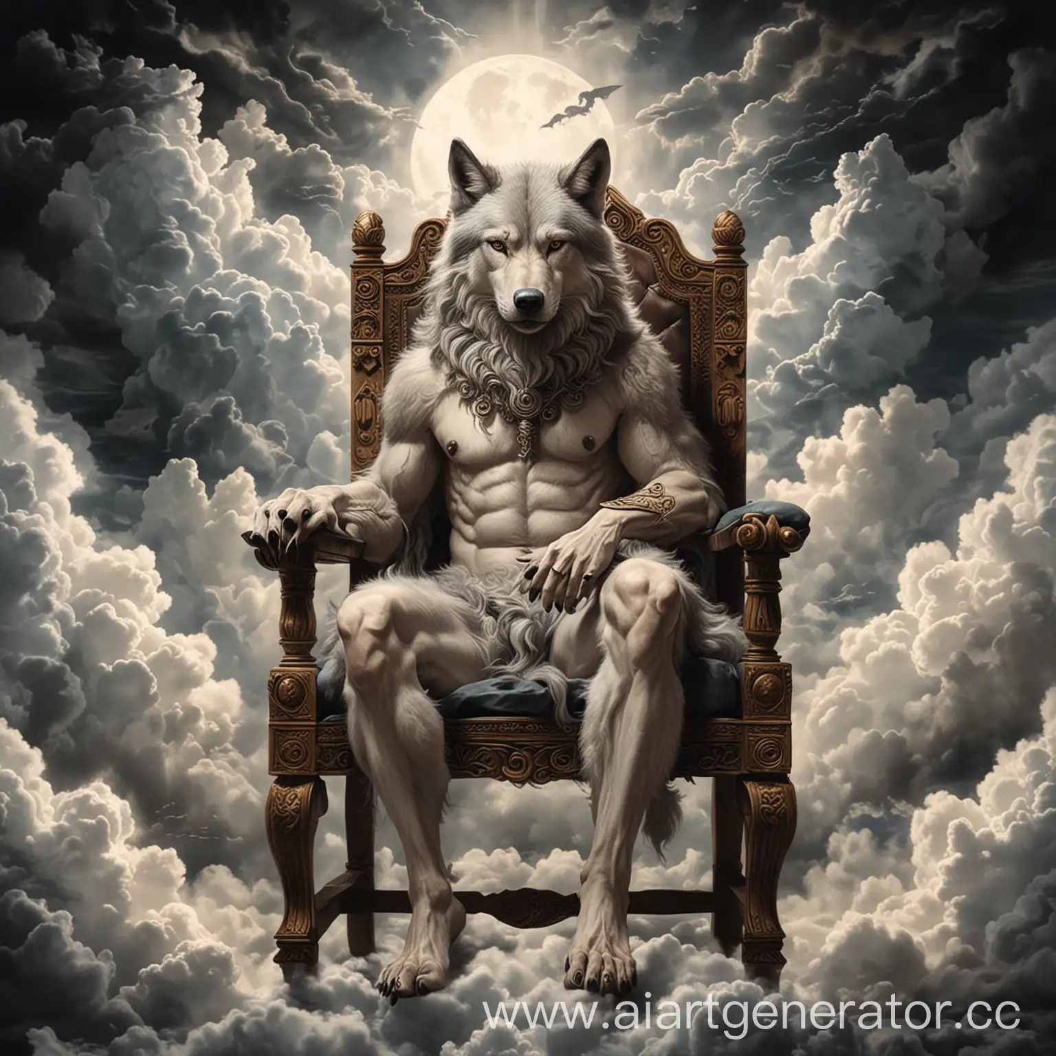 Deity-Seated-on-Clouds-with-Wolf-Companion