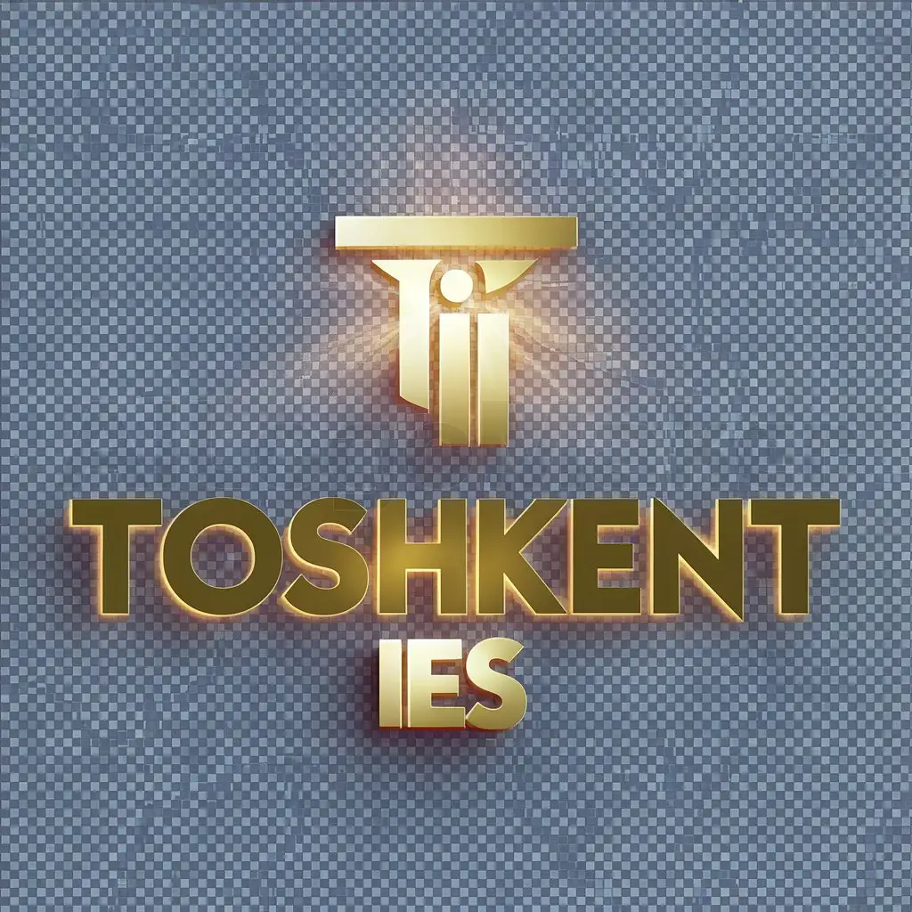 a logo design,with the text "Toshkent IES", main symbol:with golden letters, effect of golden glow, transparent background,Moderate,be used in Others industry,clear background
