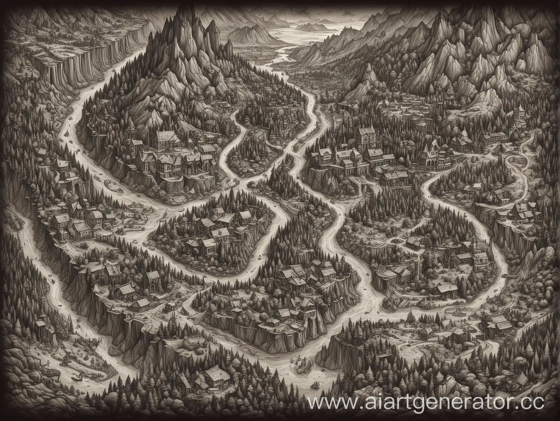 Dark-Fantasy-Map-Forests-Mountains-Dungeons-Cities-Bridges-Villages-and-Fields