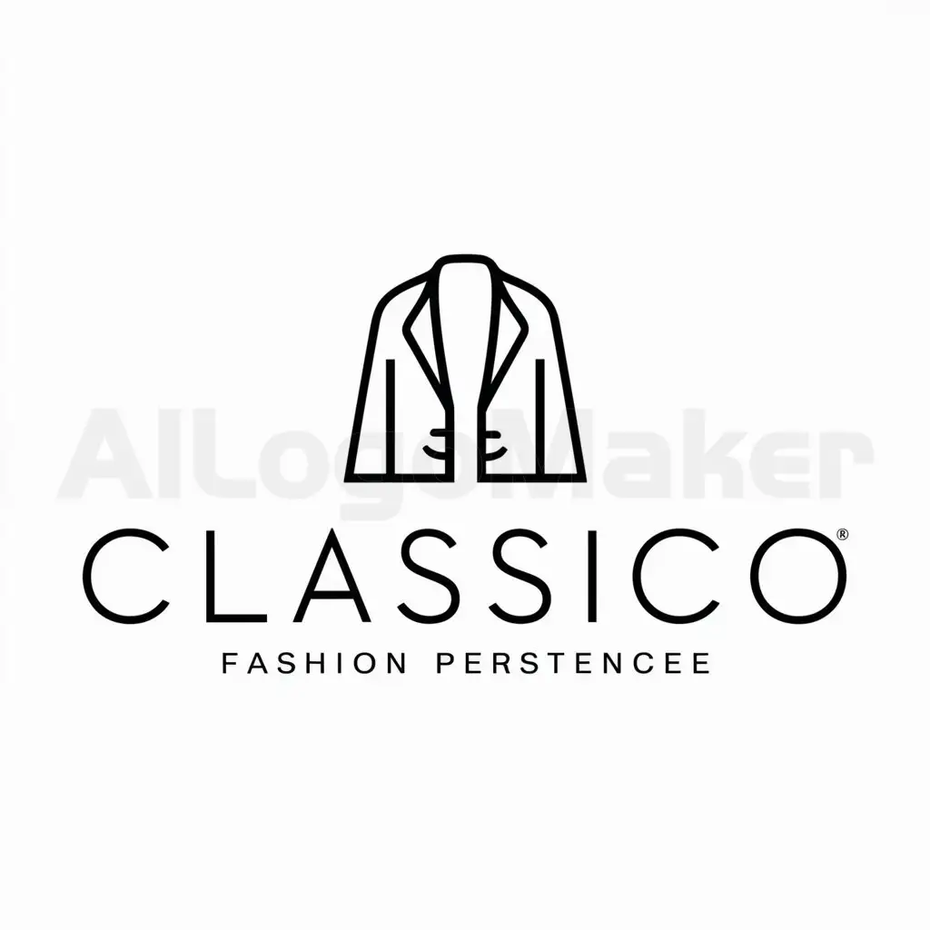 a logo design,with the text "Classico", main symbol:jacket with face in minimalism,Minimalistic,be used in Others industry,clear background