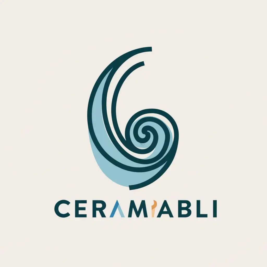 a logo design,with the text "CeramicAbili", main symbol:generate a logo representing an abstract form that evokes the silhouette of a ceramic artifact. use the elegant lines of the Ligurian Sea,Moderate,clear background