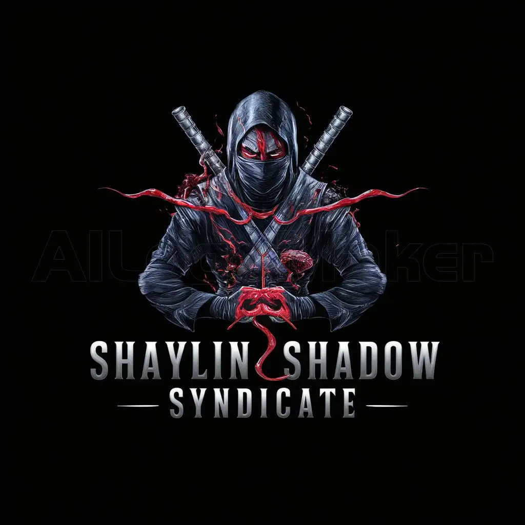a logo design,with the text Shaylin Shadow Syndicate, main symbol:Dark Ninja with blood and toxic elements with black background,complex,be used in 0 industry,clear background