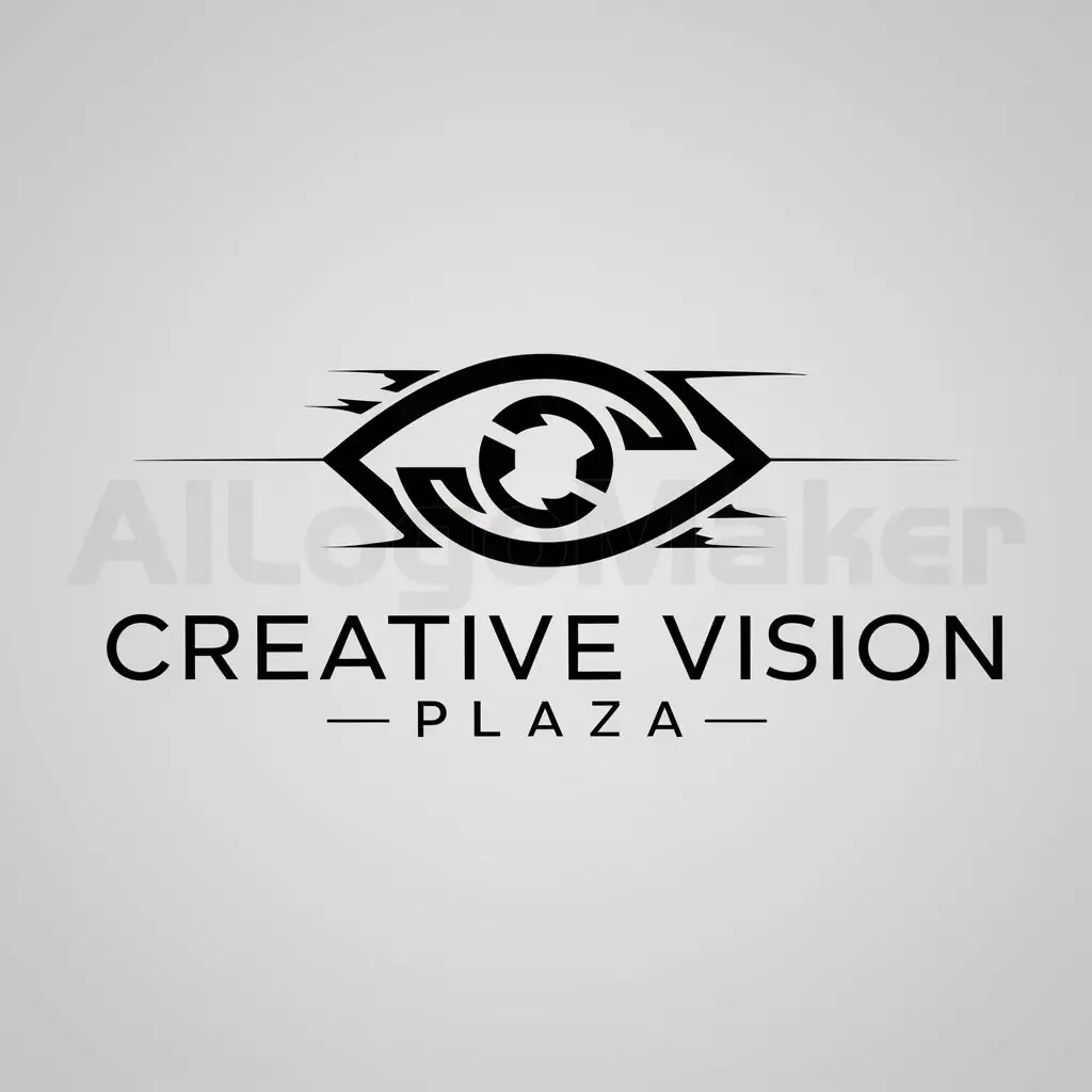 a logo design,with the text "Creative Vision Plaza", main symbol:charged with sci-fi feeling eyes,Minimalistic,be used in Technology industry,clear background