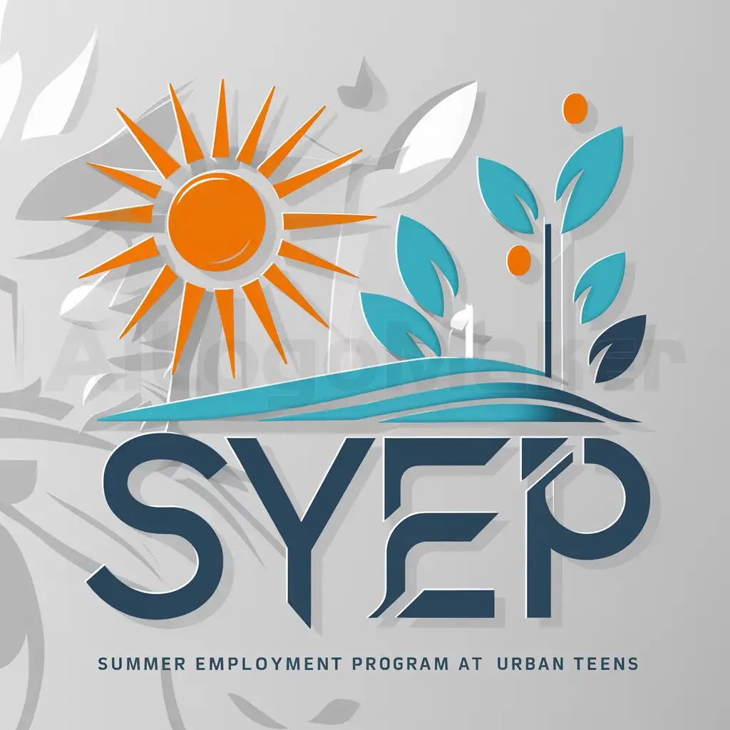 a logo design,with the text "SYEP", main symbol:Summer Employment Program aimed at urban teens, emphasizing a cool and modern vibe, Use vibrant colors and dynamic shapes that capture the spirit and energy of teenagers, Incorporate growth symbols, Integrate trendy fonts and contemporary design,Moderate,be used in Others industry,clear background