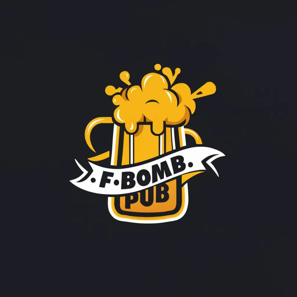 a logo design,with the text "F-Bomb Pub", main symbol:We need a logo designed for a new pub on the lake in Vermont, its a fun place poking fun at relaxing and enjoying a laid back lifestyle of lake life.. We are calling it the F-Bomb Pub, as in F*ck you pub as a nod to our founders use of the word which is renown in our local town. We're open to fun and catchy design that can be used on all types of branding from signs to beer mats to t-shirts.,complex,clear background