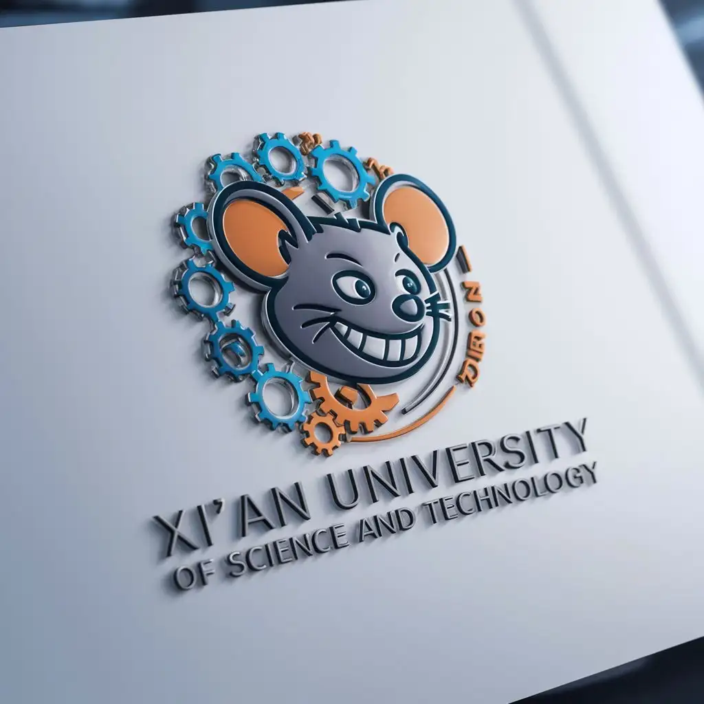 a logo design,with the text "Xi'an University of Science and Technology", main symbol:mice, campus,Moderate,be used in Entertainment industry,clear background