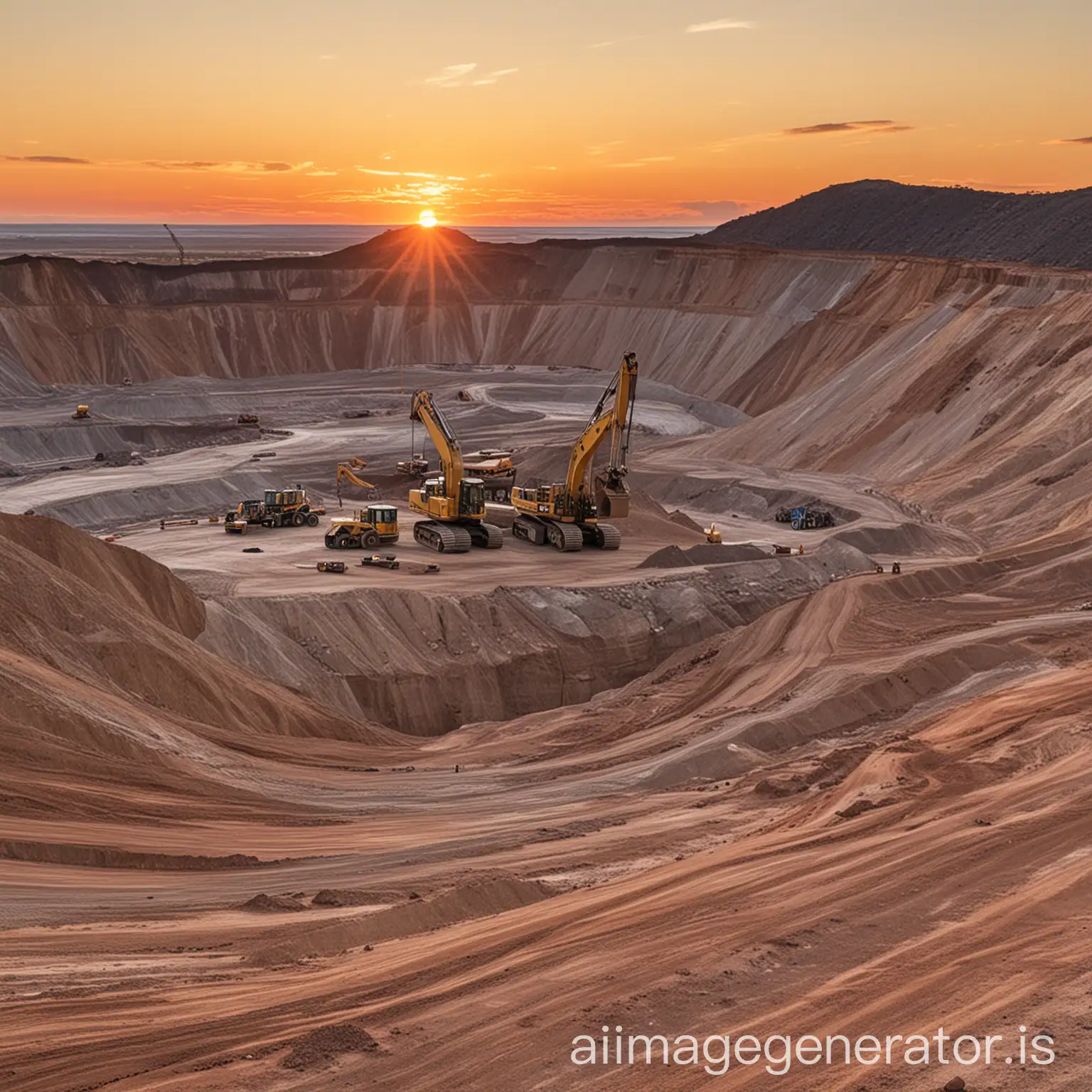 mining construction sunset