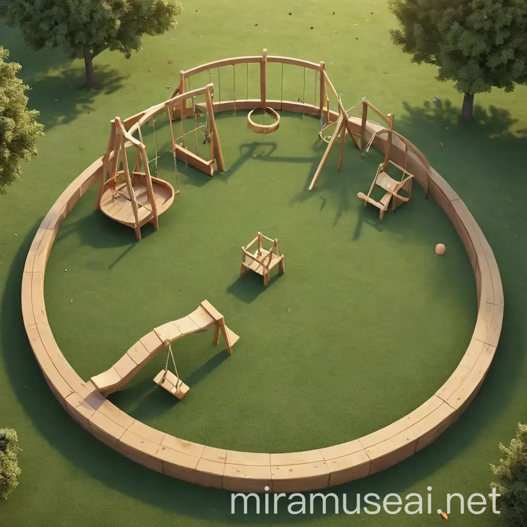 Circular Playground with Swings and Slide for Children