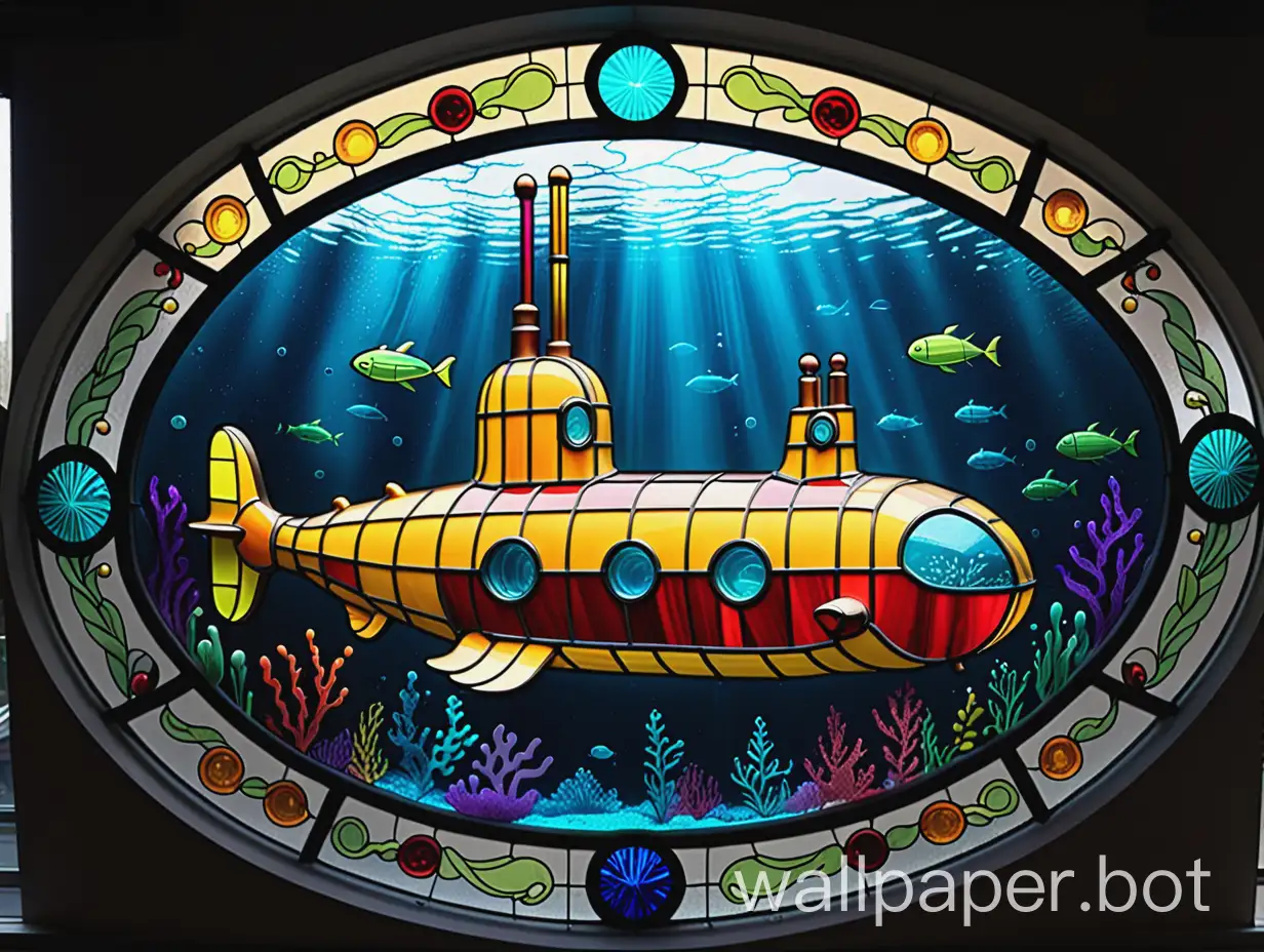 Colorful-Stained-Glass-Submarine-Exploring-Underwater-Wonders