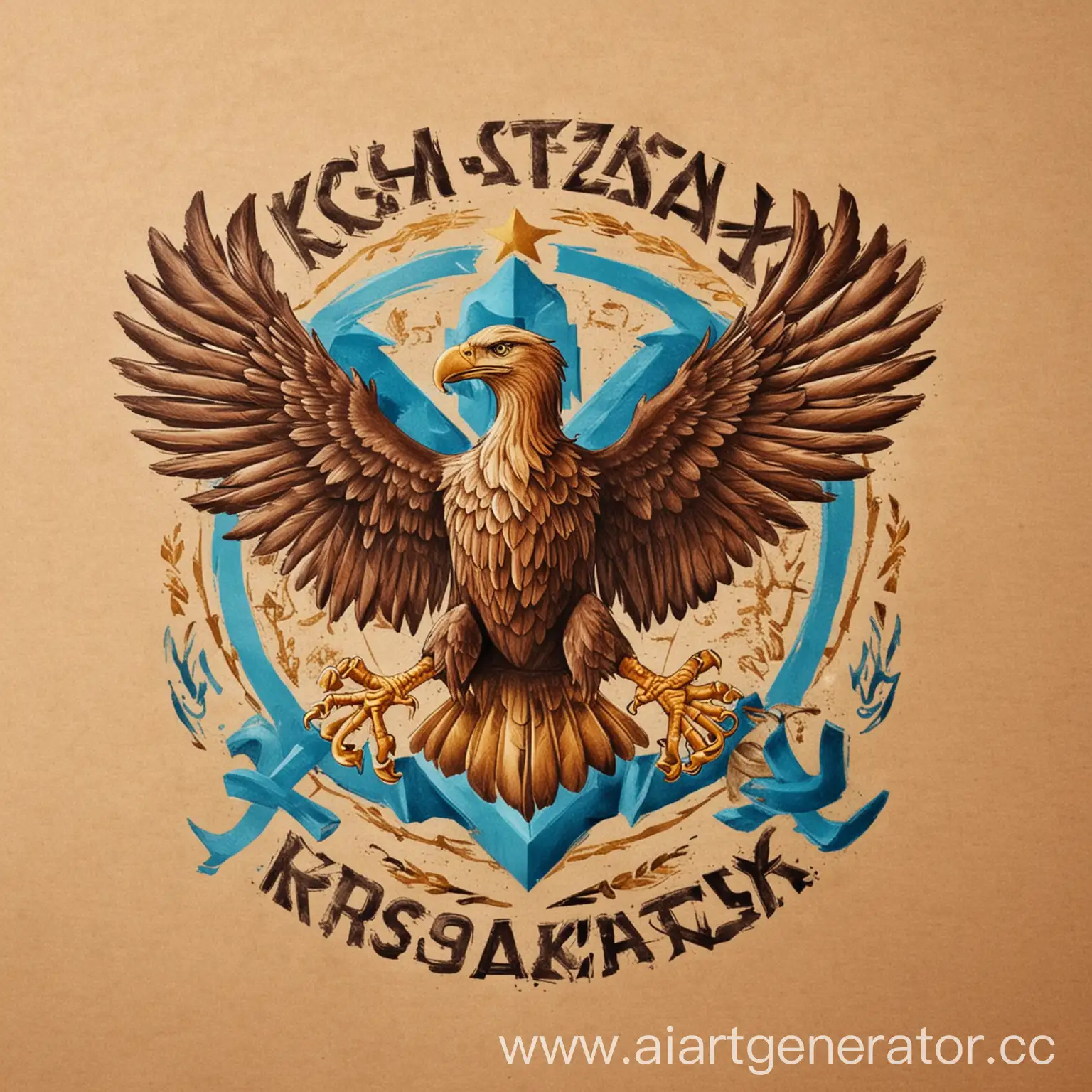Kazakh-School-Logo-Featuring-Eagle-and-Inscription