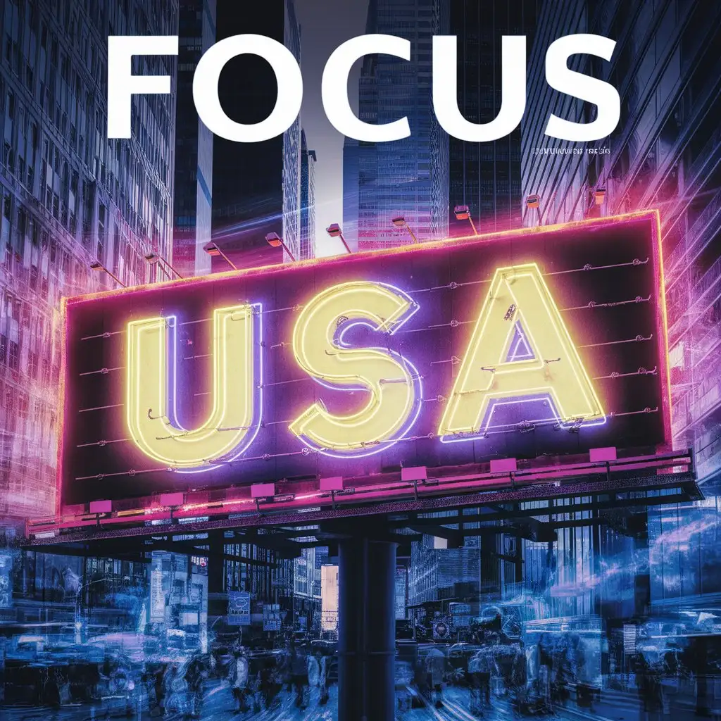 Vibrant Neon Billboards Illuminating Urban Nights Captured in USA Focus Magazine