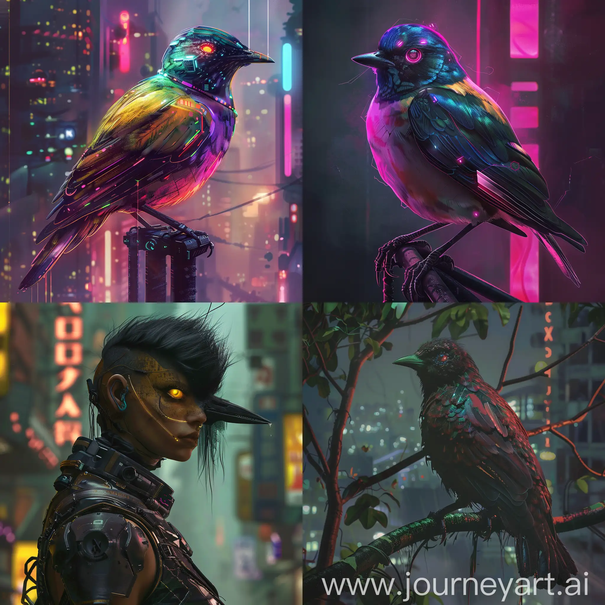 Futuristic-Cyberpunk-Songbird-in-Neon-Cityscape