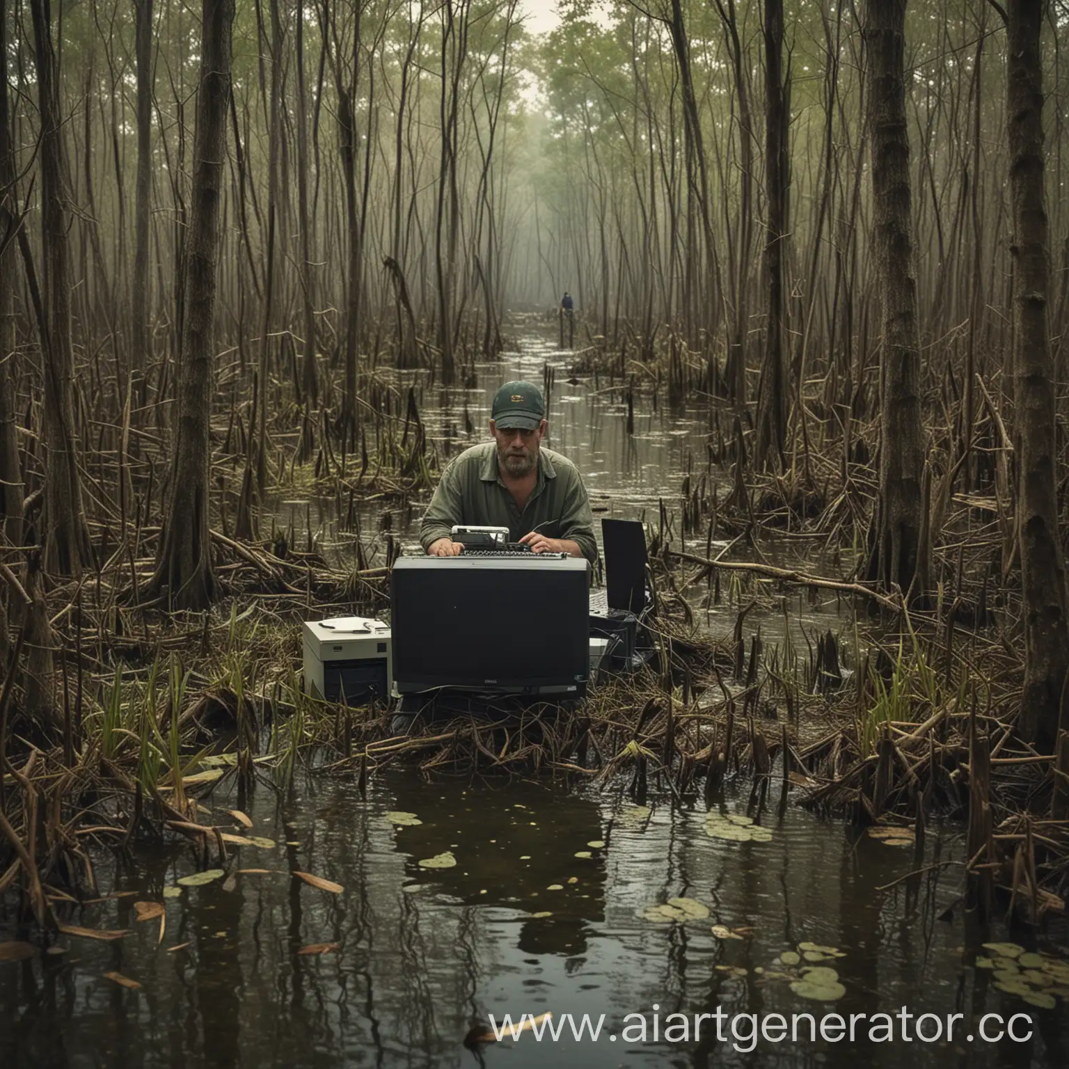 People-Working-in-a-Mysterious-Swamp-Environment